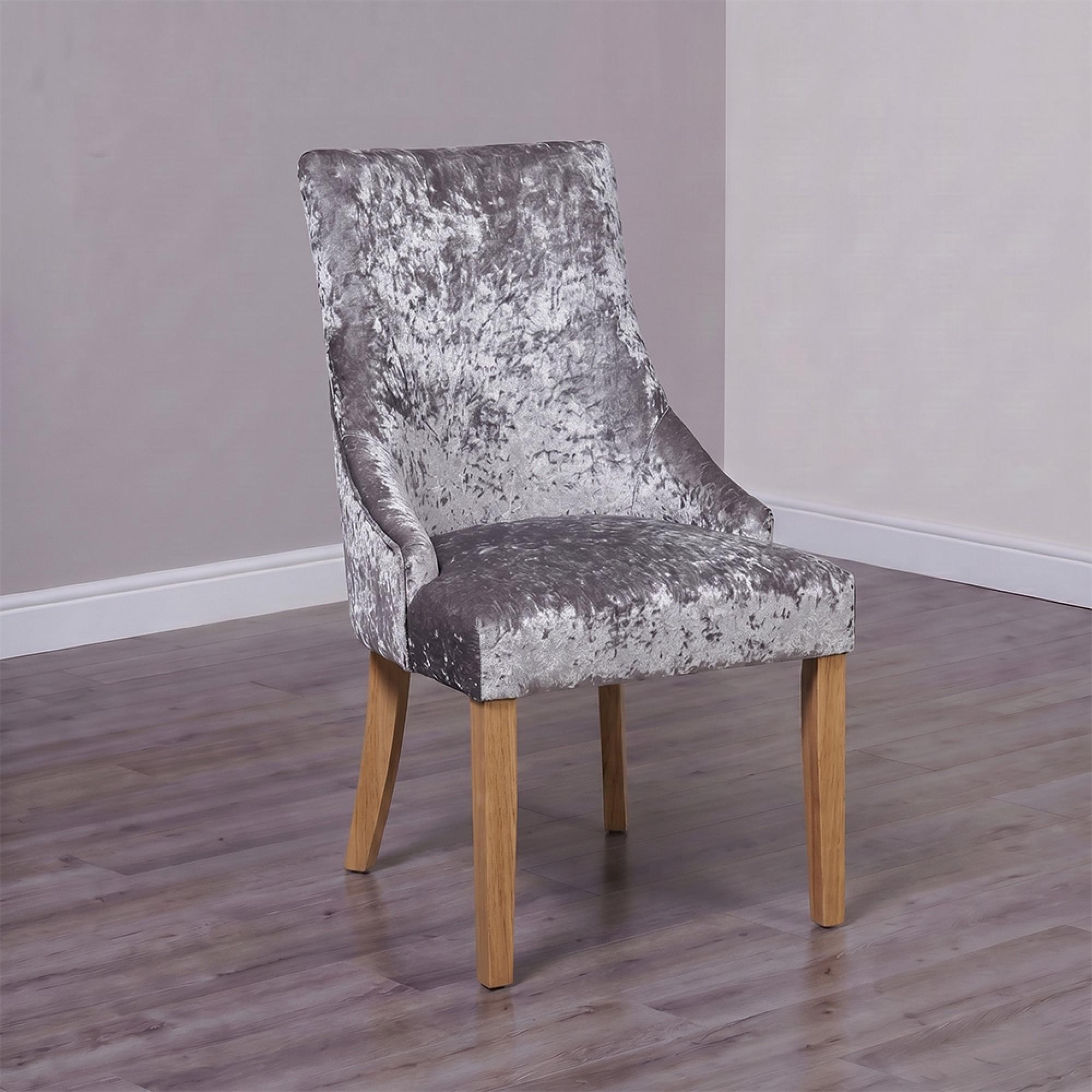 Bergen Dining Chair - Set of 2 - Silver Deep Crushed Velvet