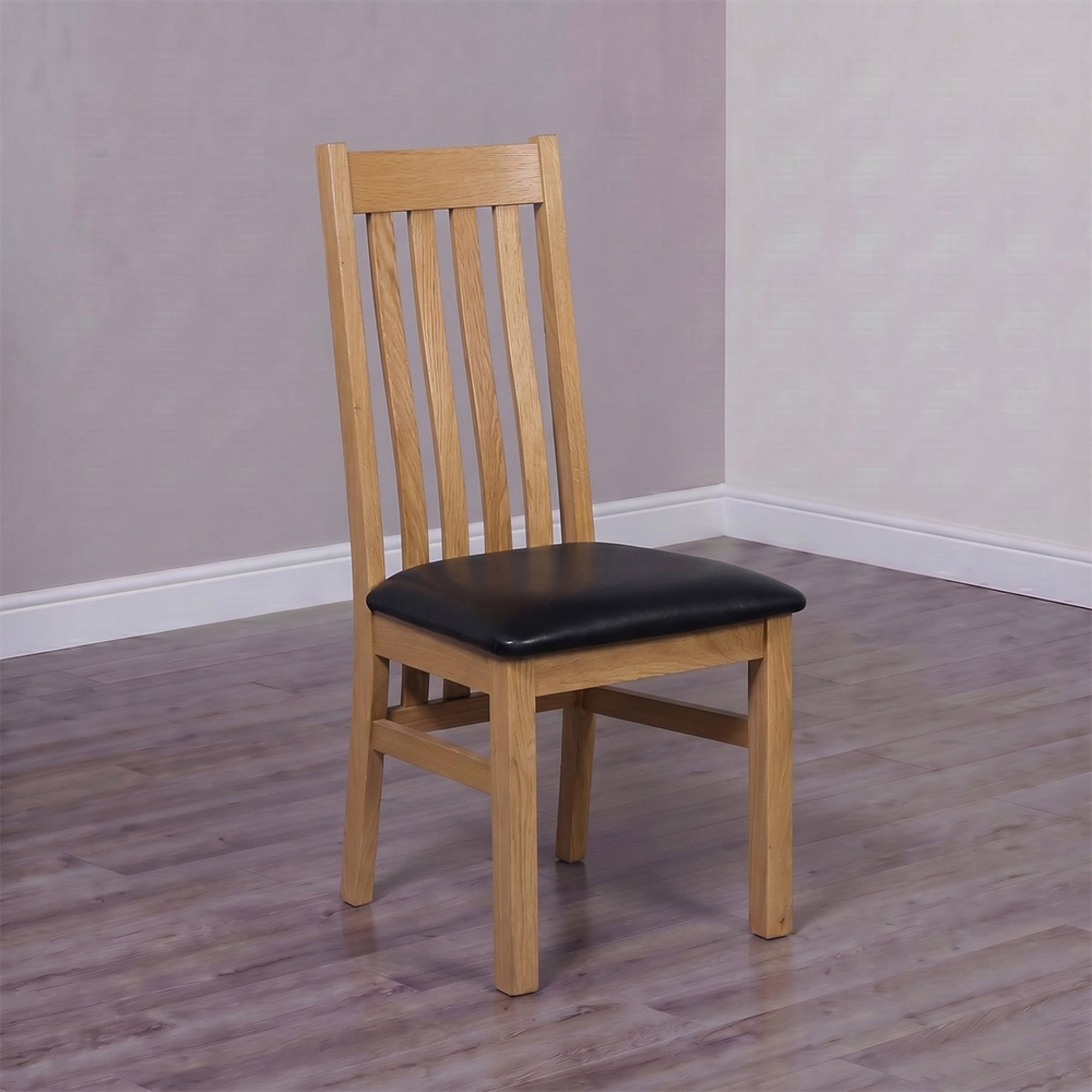 Nathan Dining Chair - Set of 2 - Oak - Dark Brown Leather