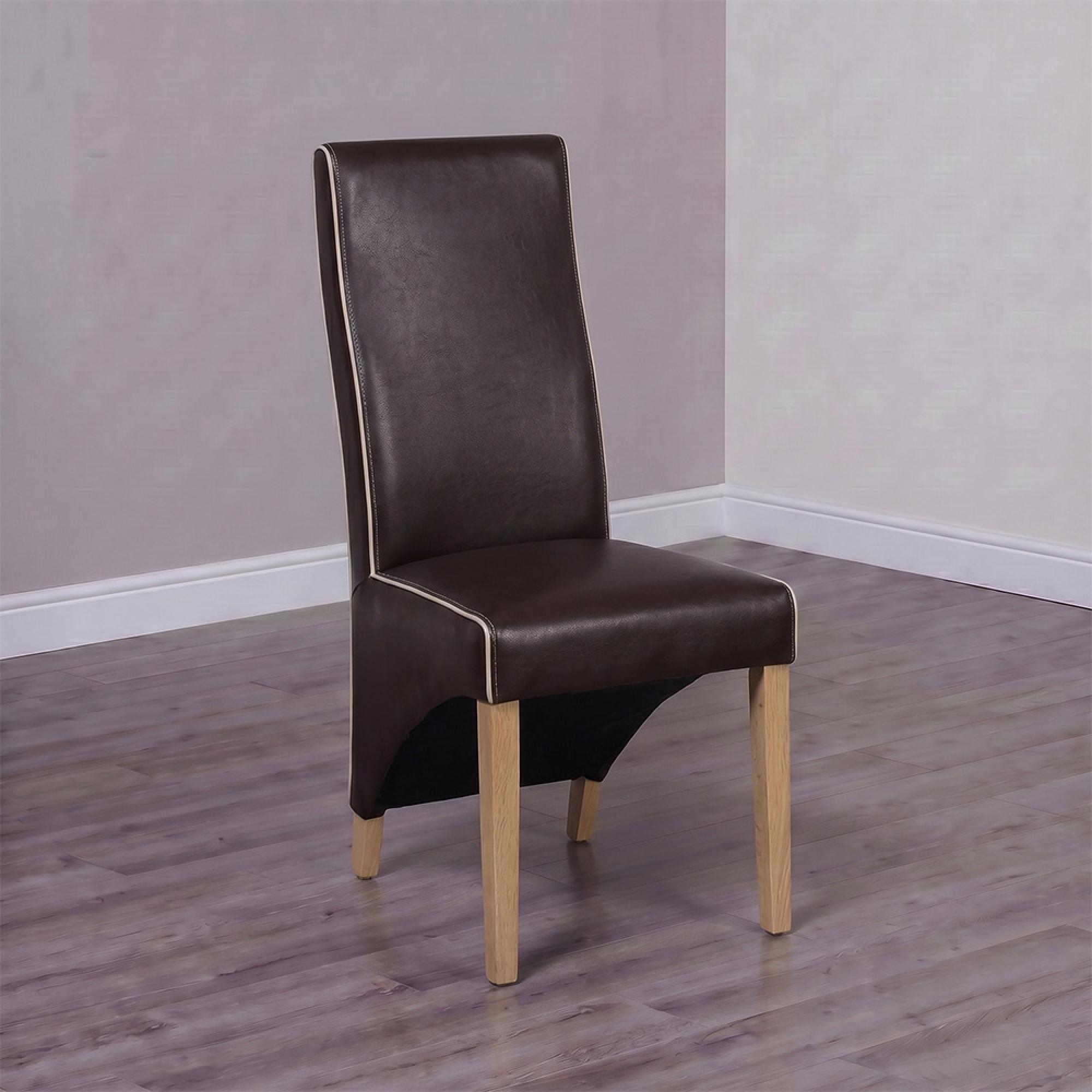 Wave Dining Chair - Set of 2 - Bone Contrast Piping Suzuka Matt Coco