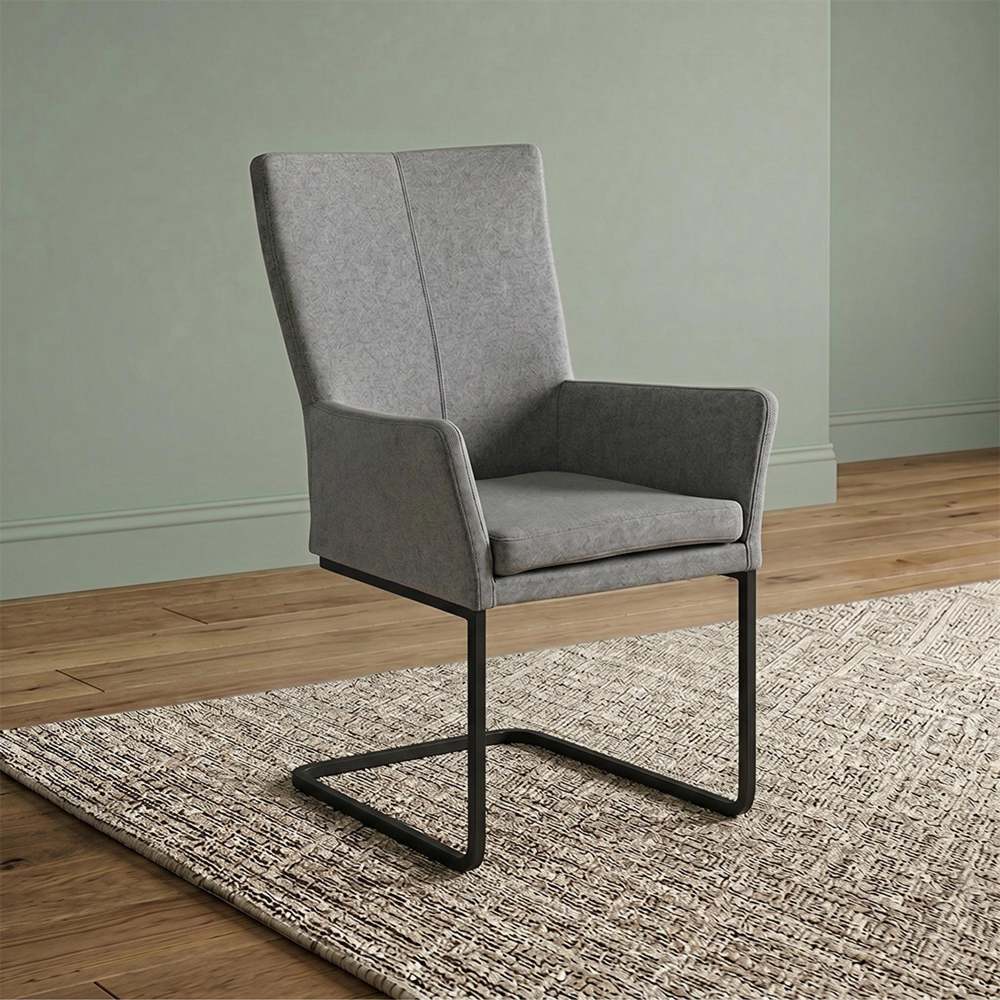 Mario Cantilever Dining Armchair - Anthracite Black Powder Coated Legs - Variation Available