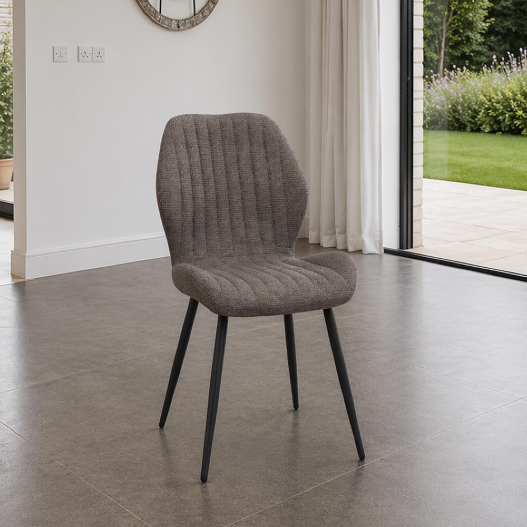 Bardo Dining Chairs - Set of 2 - Fabric - Charcoal