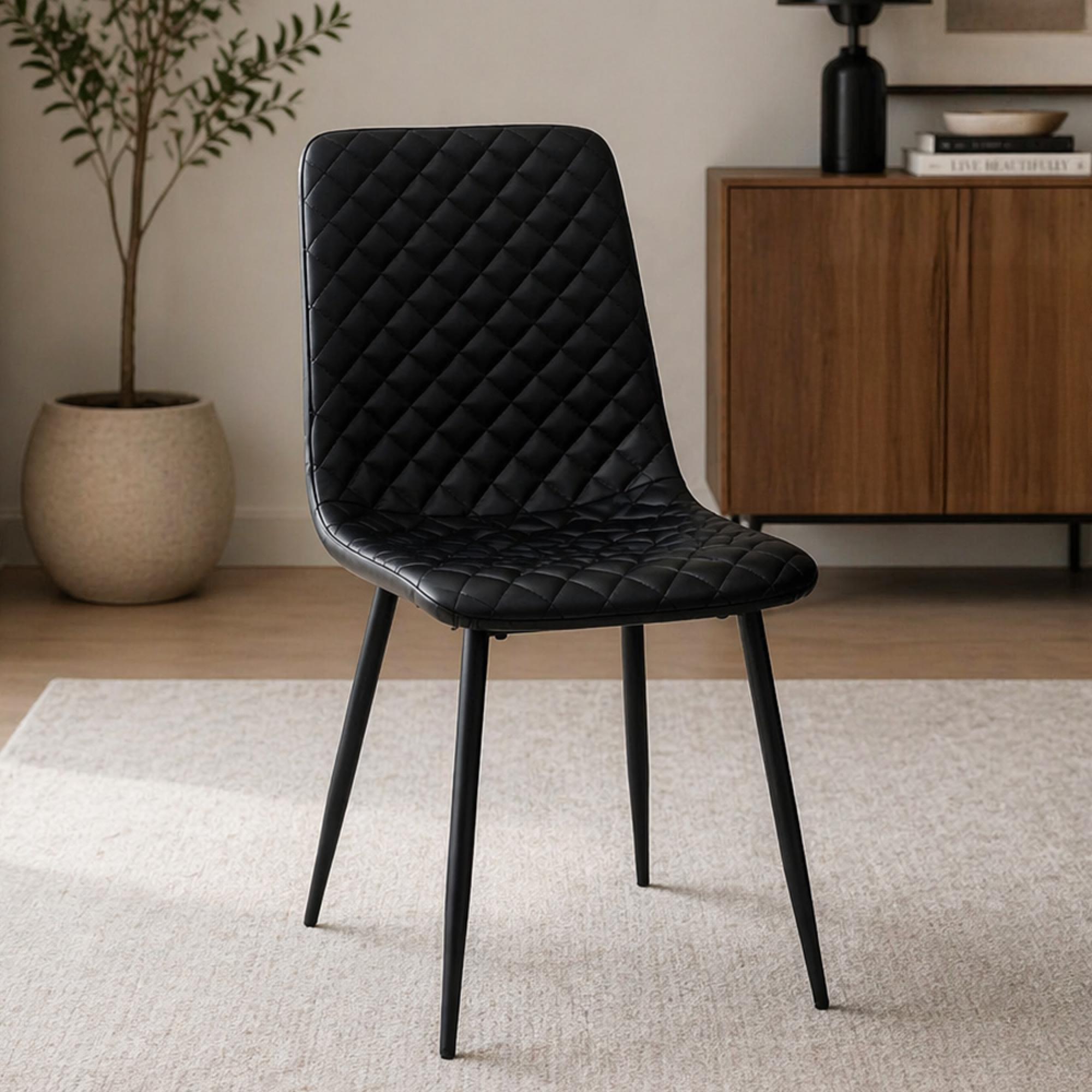 Dining Chairs - Set of 4 - Faux Leather - Black