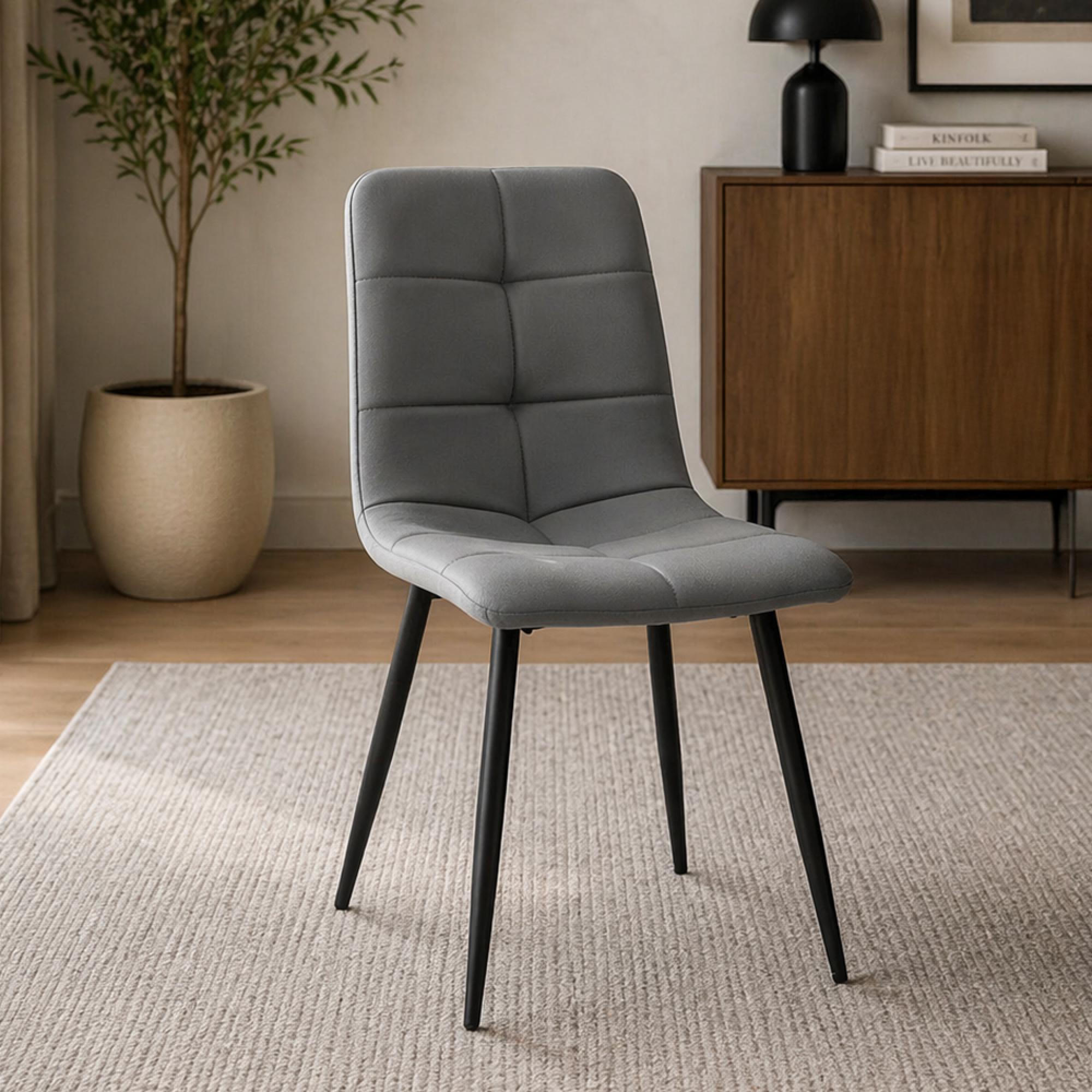 Dining Chairs - Set of 4 - Faux Leather - Charcoal