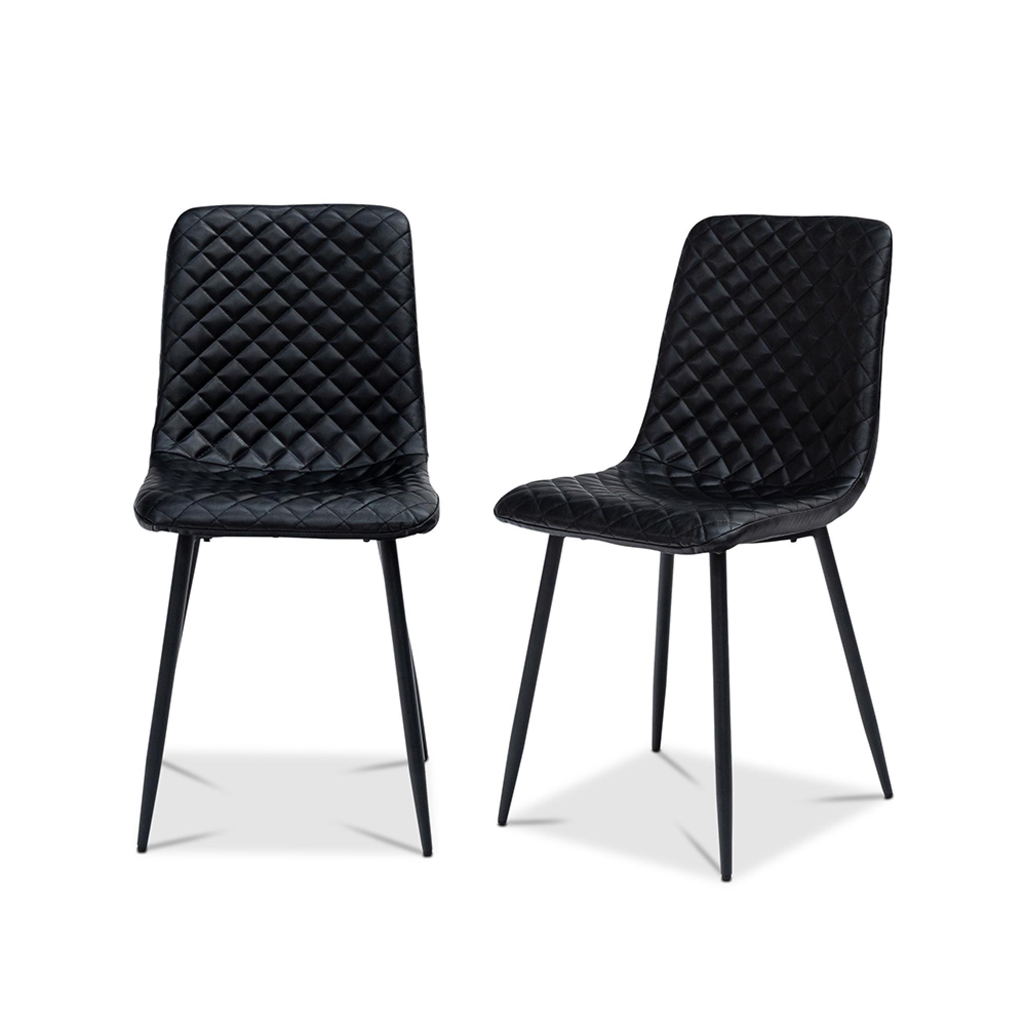 Dining Chairs - Set of 4 - Faux Leather - Black