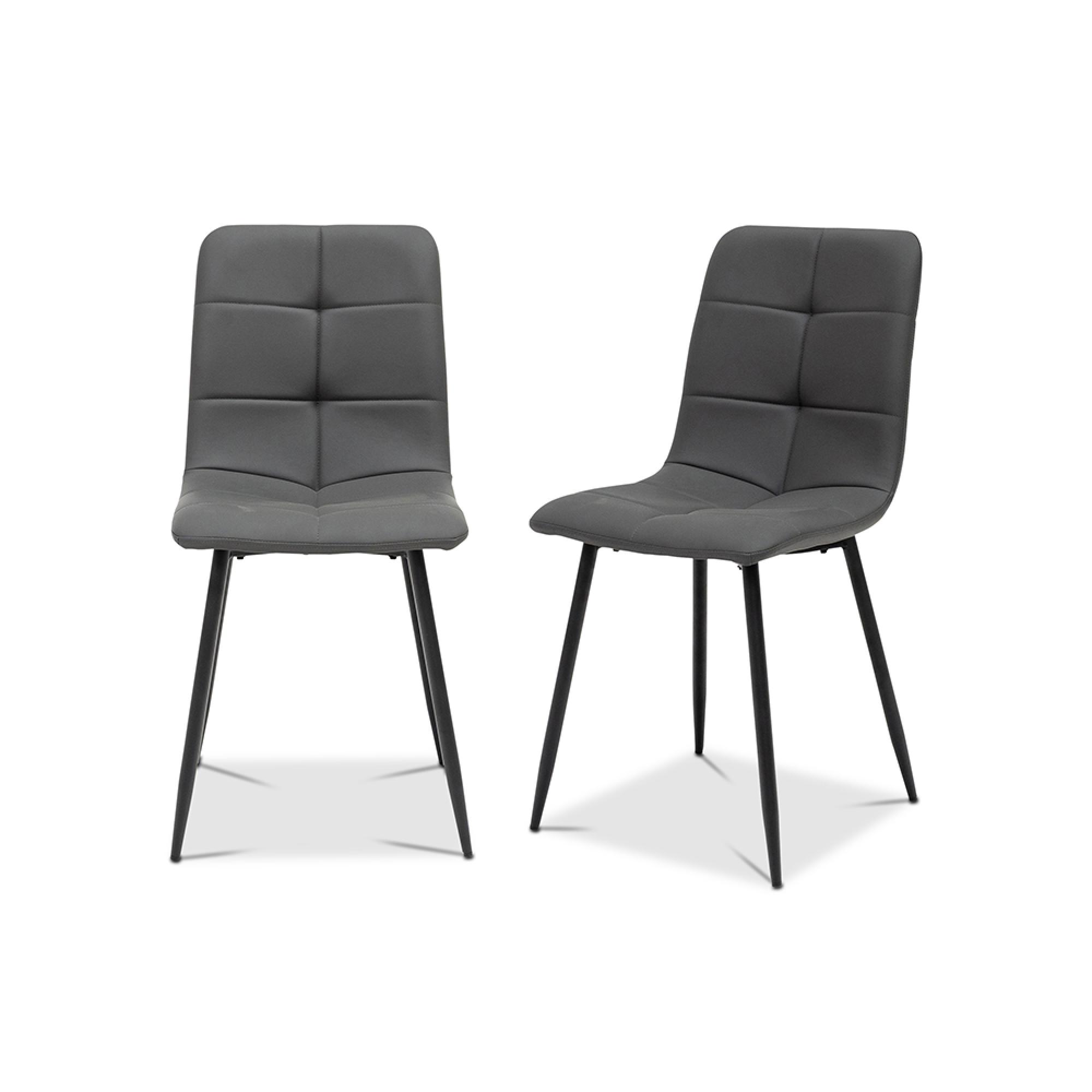 Dining Chairs - Set of 4 - Faux Leather - Charcoal