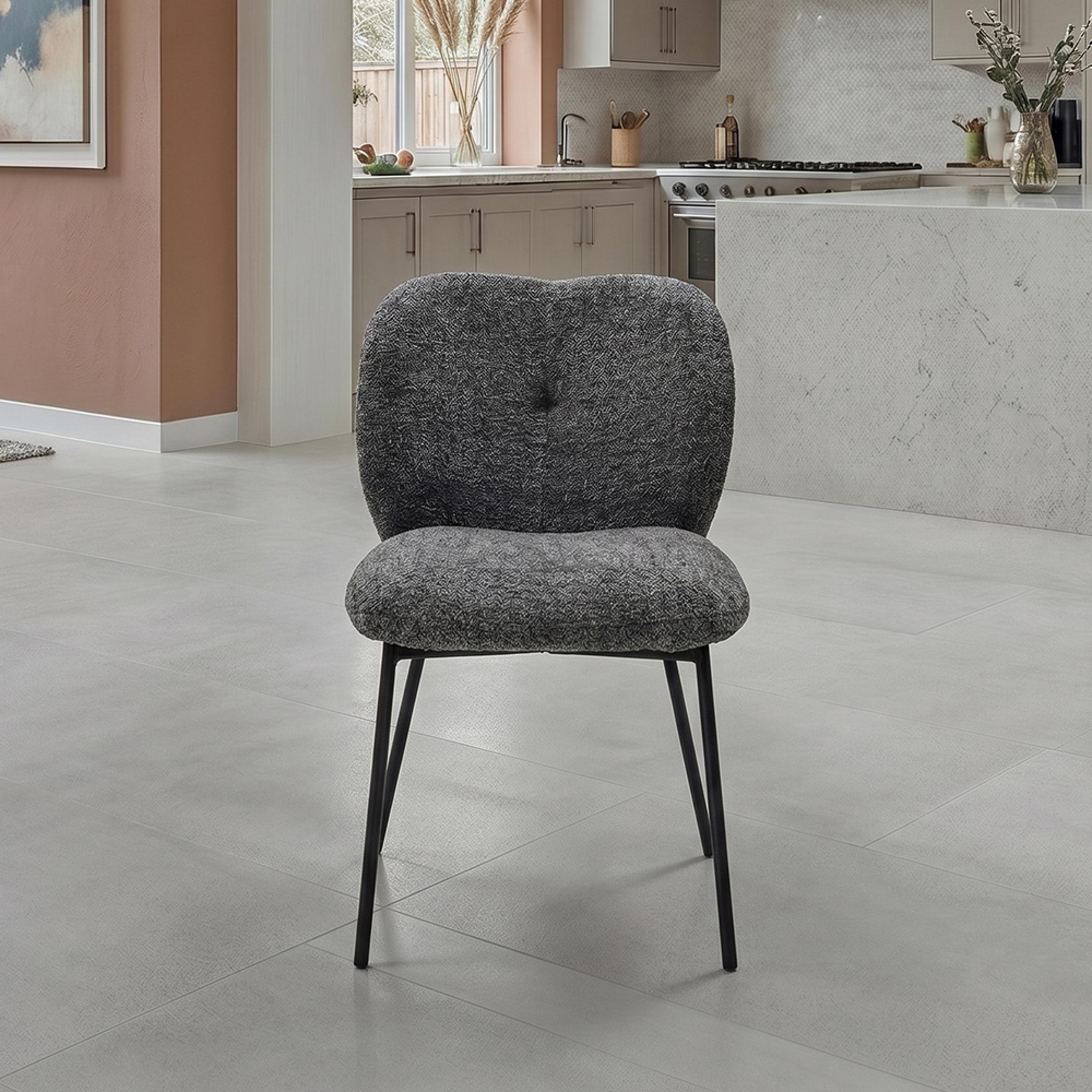 Opal Dining Chairs - Set of 2 - Fabric - Grey