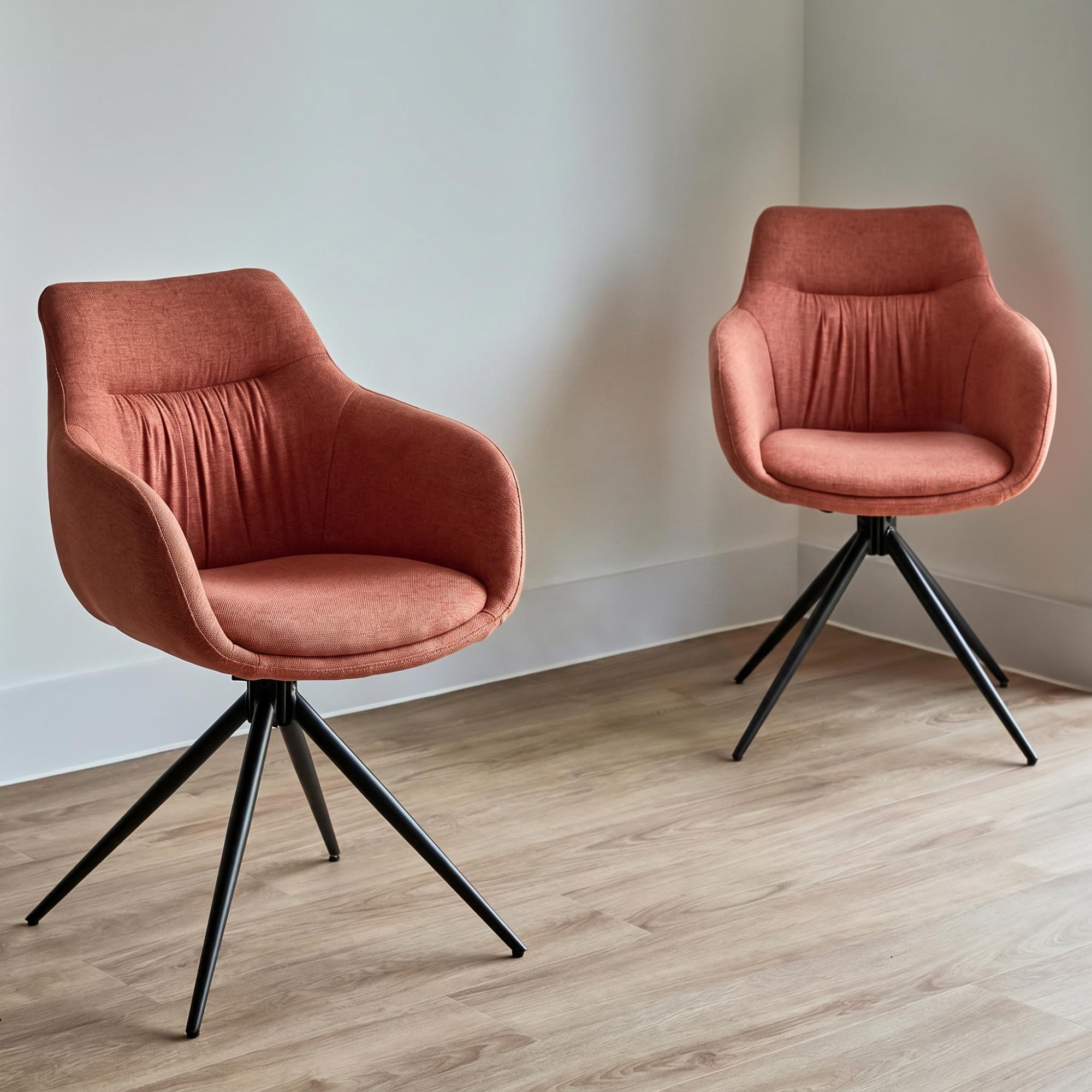 Boden Carver Dining Chair - Set of 2 - Brick Red Fabric