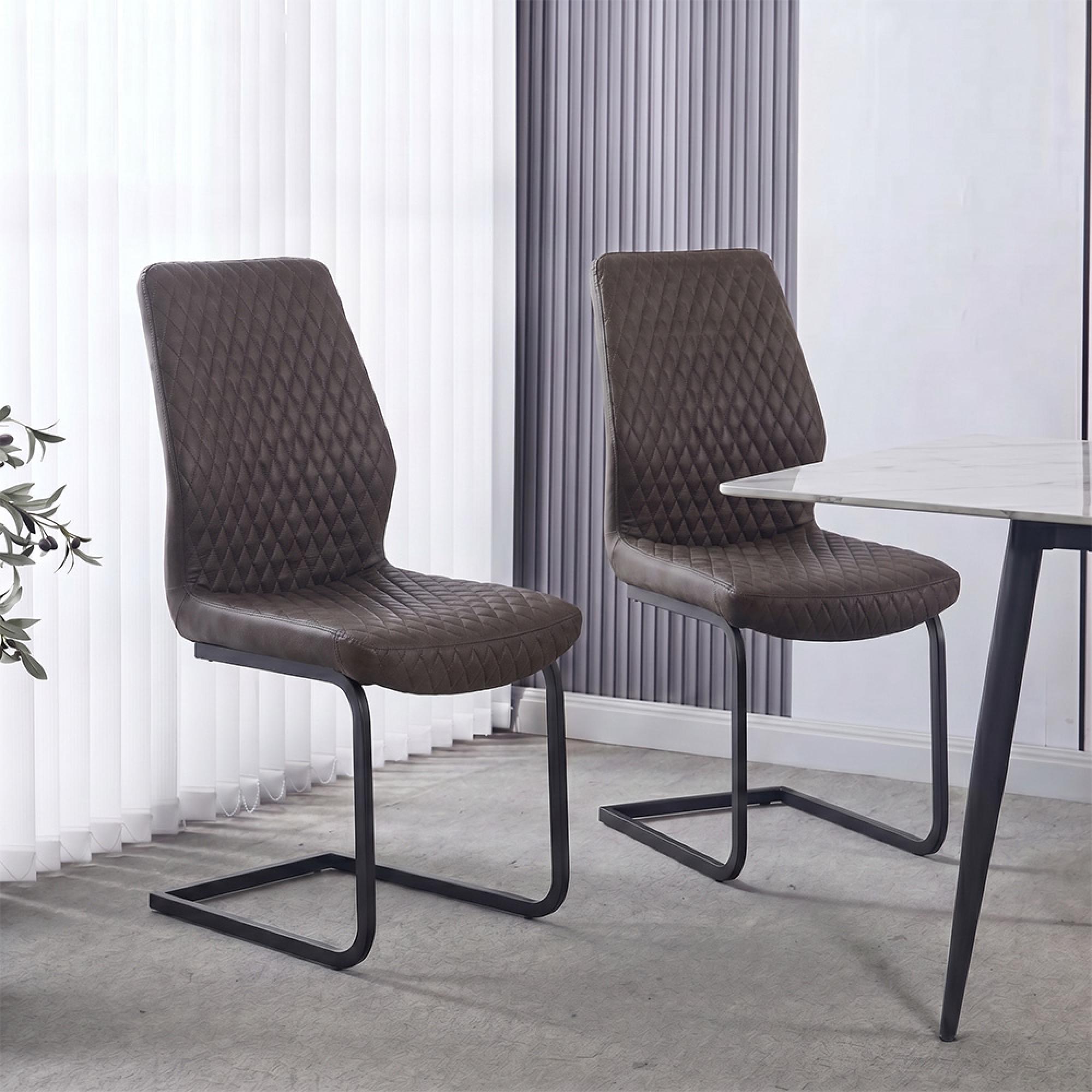Charlie Cantilever Dining Chair - Set of 2 - Grey Faux Leather