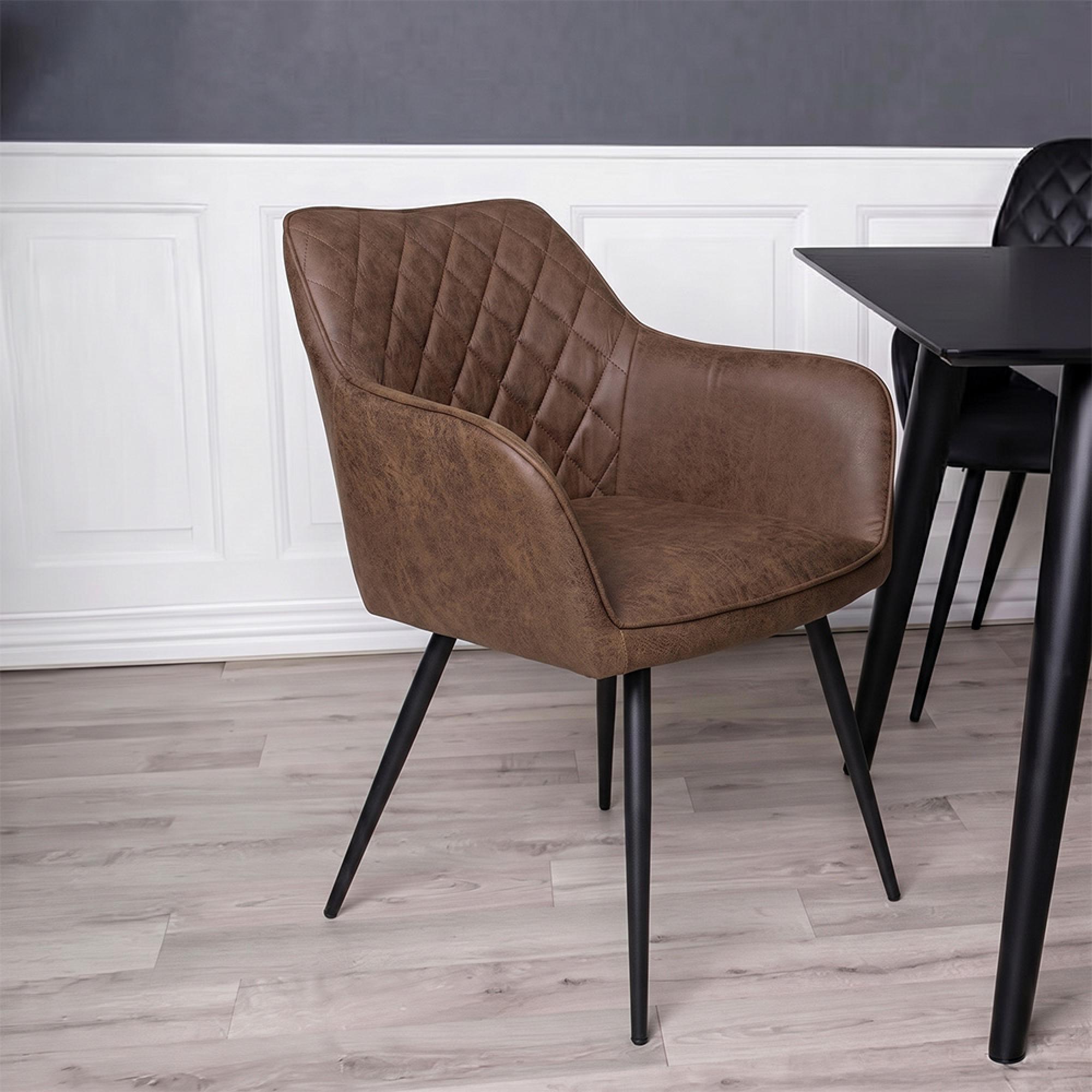 Charlie Dining Chair - Set of 2 - Brown Faux Leather