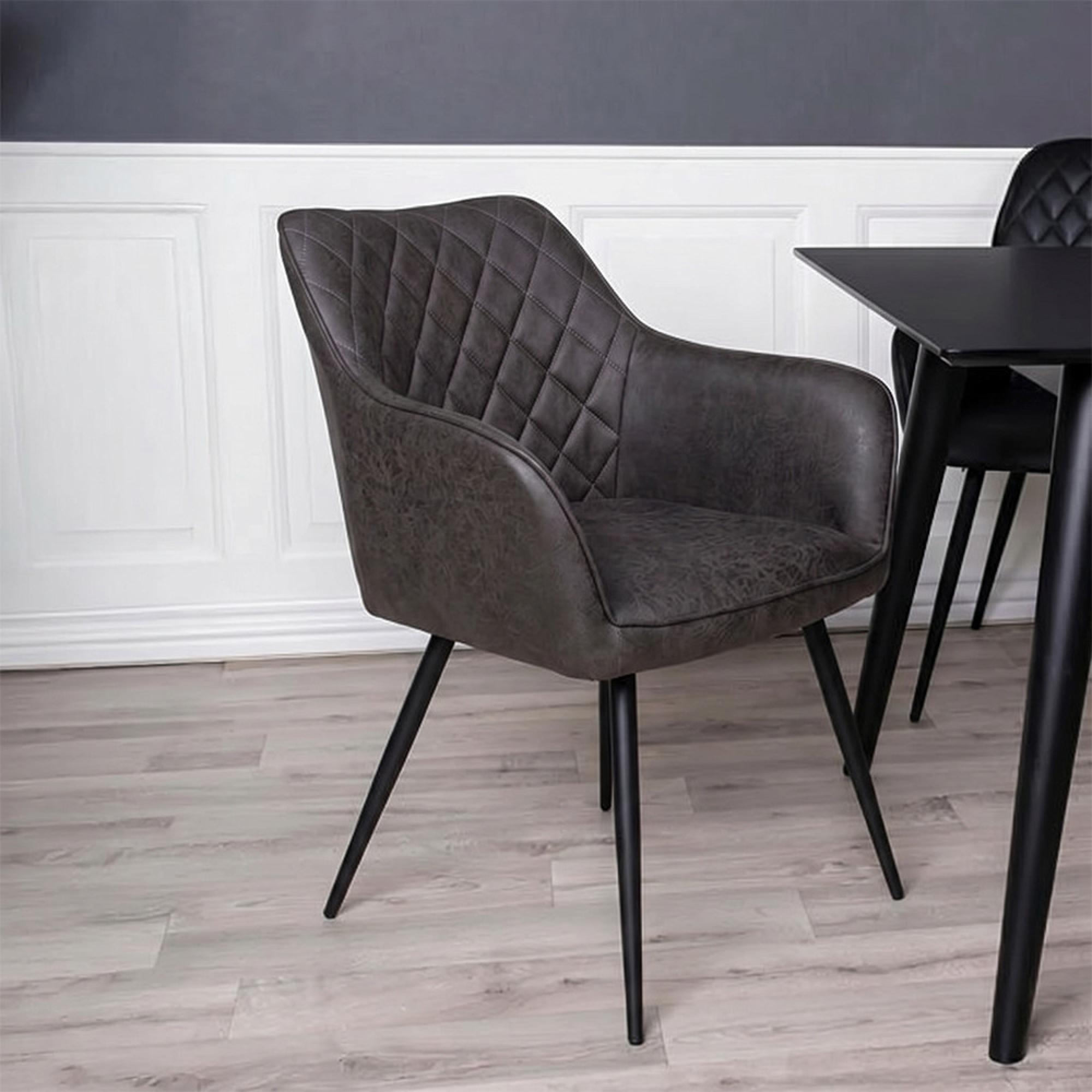 Charlie Dining Chair - Set of 2 - Grey Faux Leather