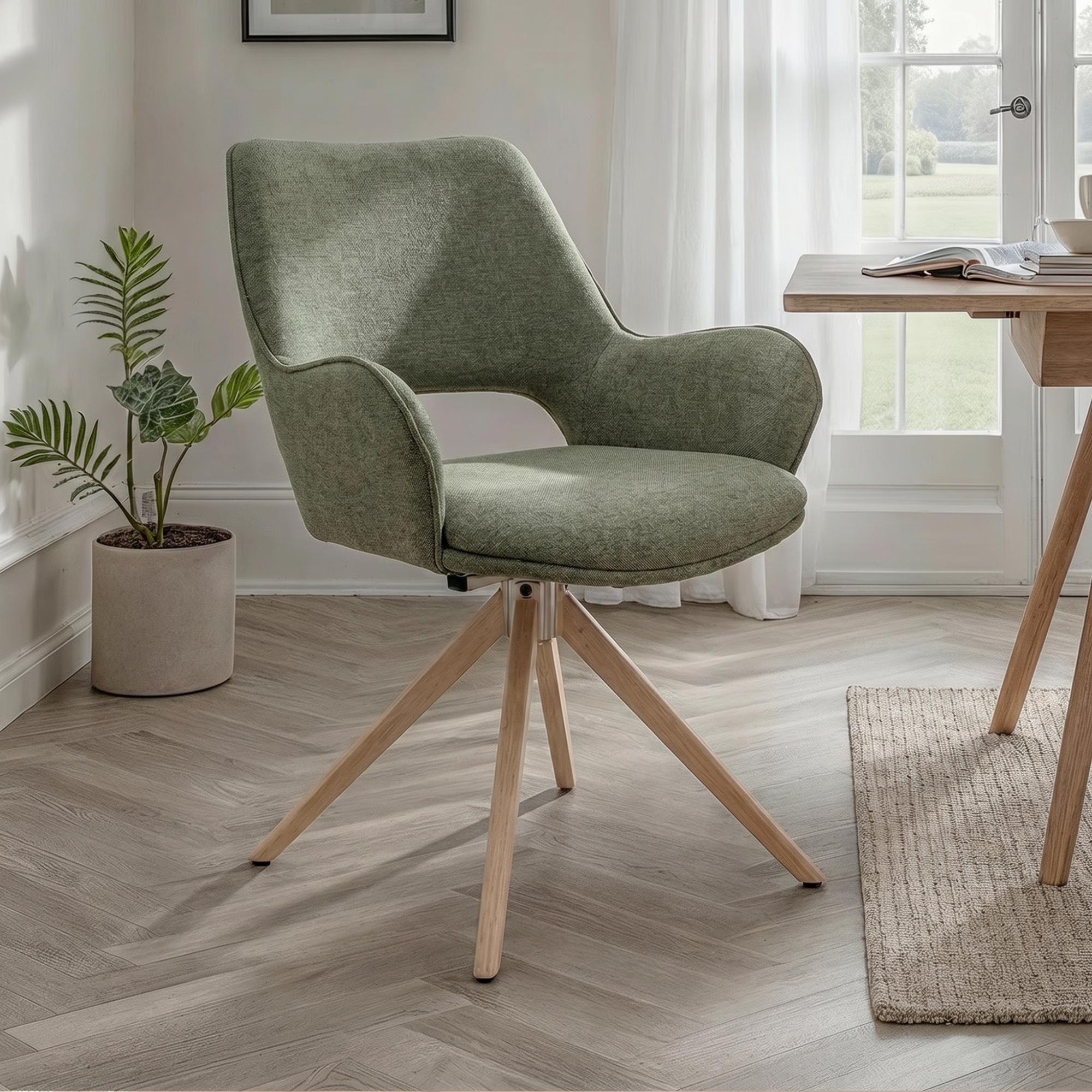 Perth Swivel Dining Chair - Set of 2 - Green Fabric