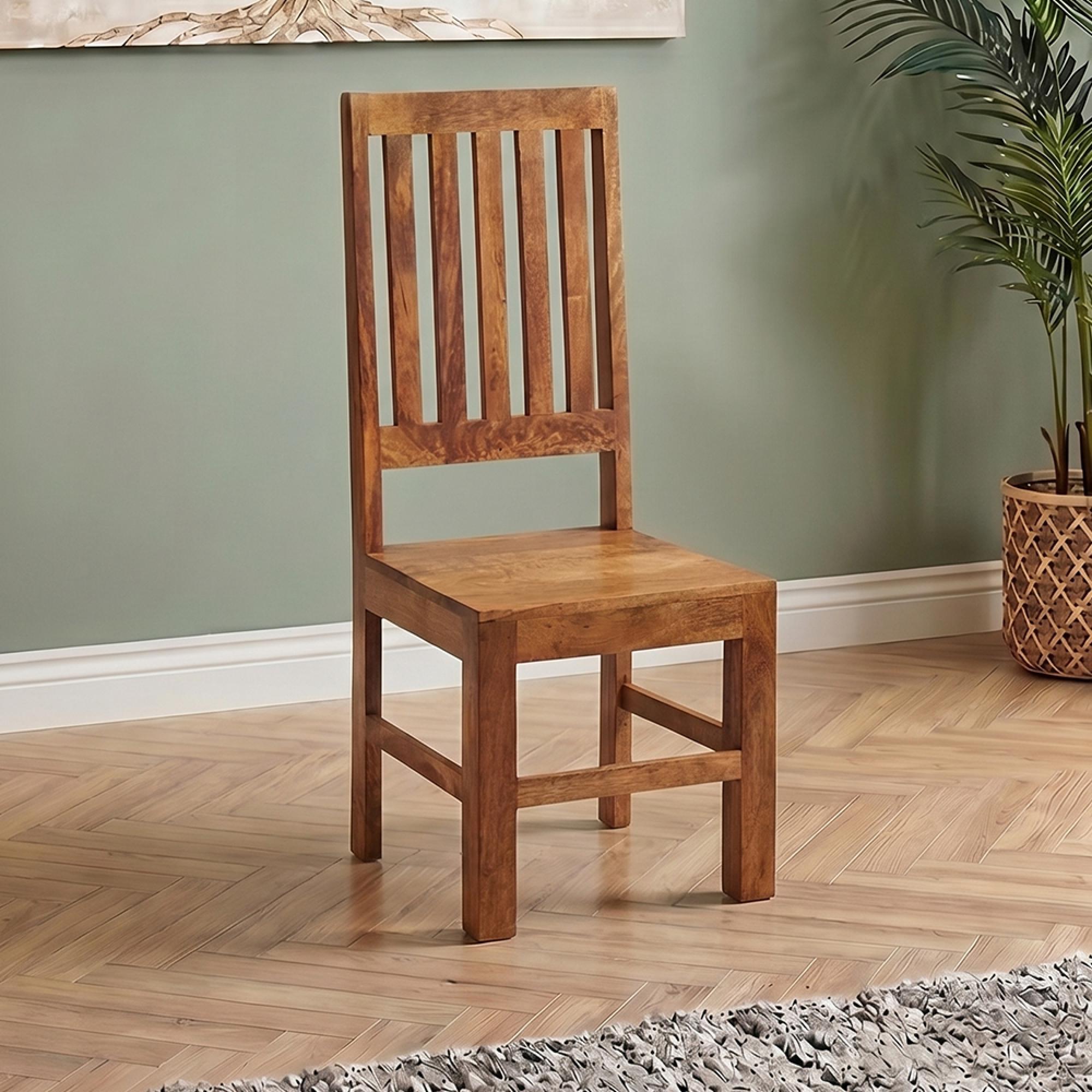 Dakota Dining Chairs - Set of 2 - Slatted Back - Light Mango Wood