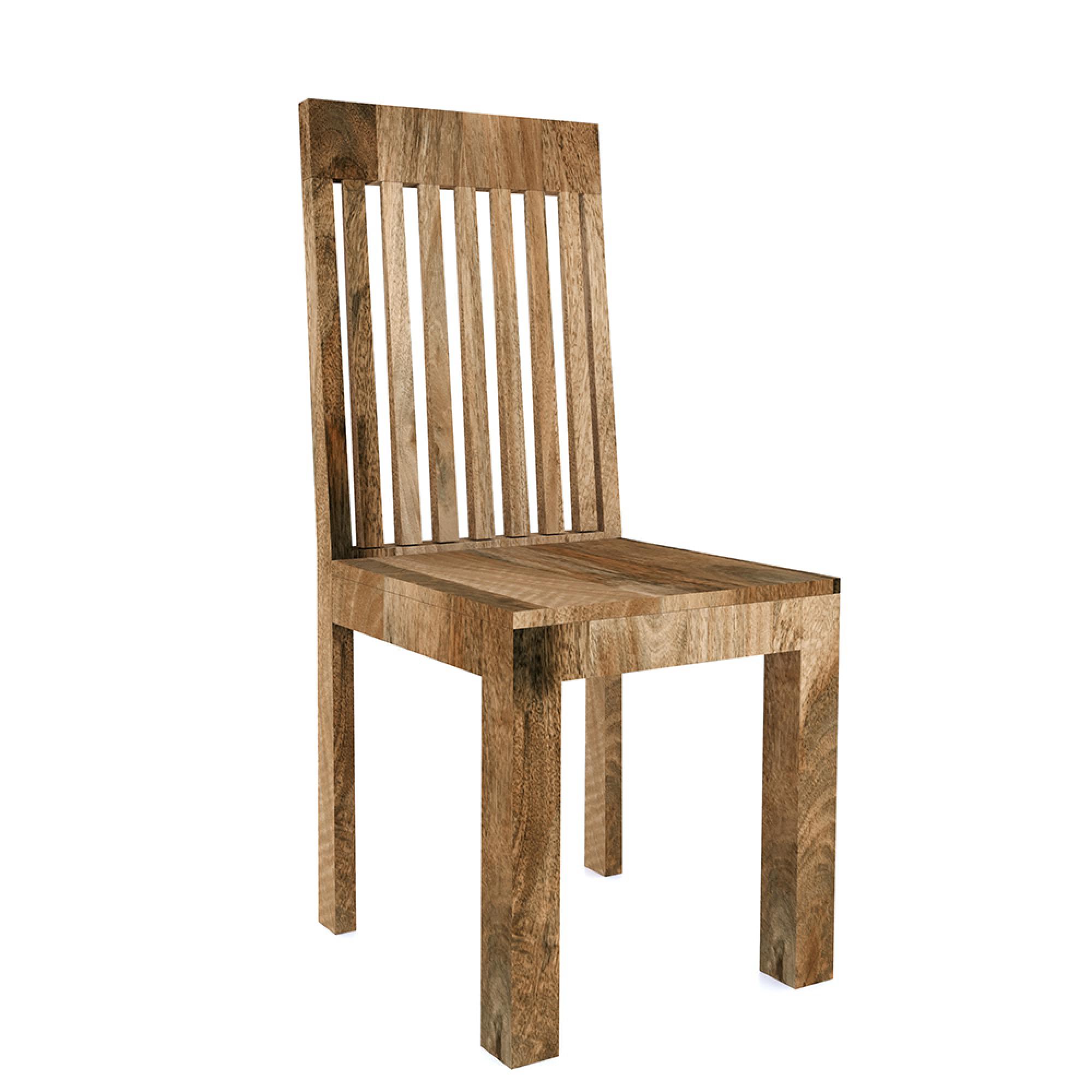 Cuban Dining Chairs - Set of 2 - Slatted Back - Natural Mango Wood