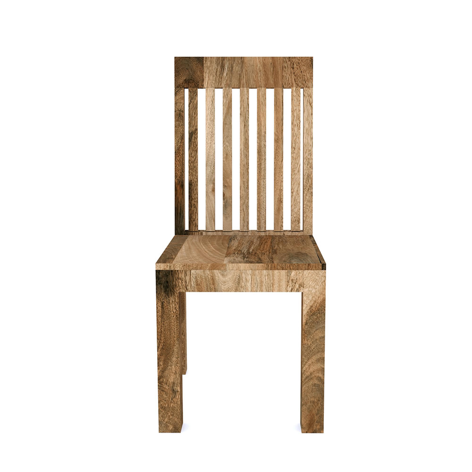 Cuban Dining Chairs - Set of 2 - Slatted Back - Natural Mango Wood