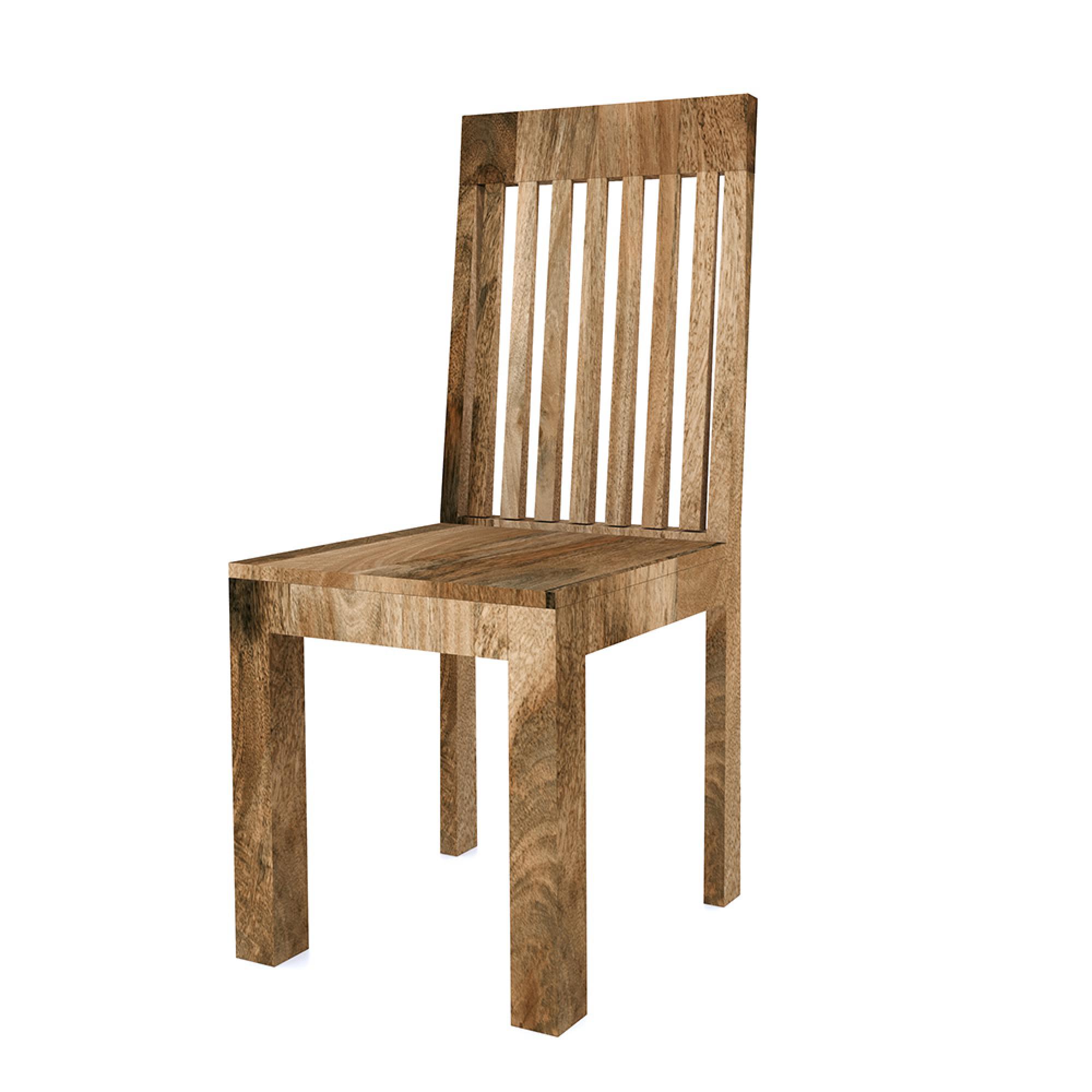 Cuban Dining Chairs - Set of 2 - Slatted Back - Natural Mango Wood