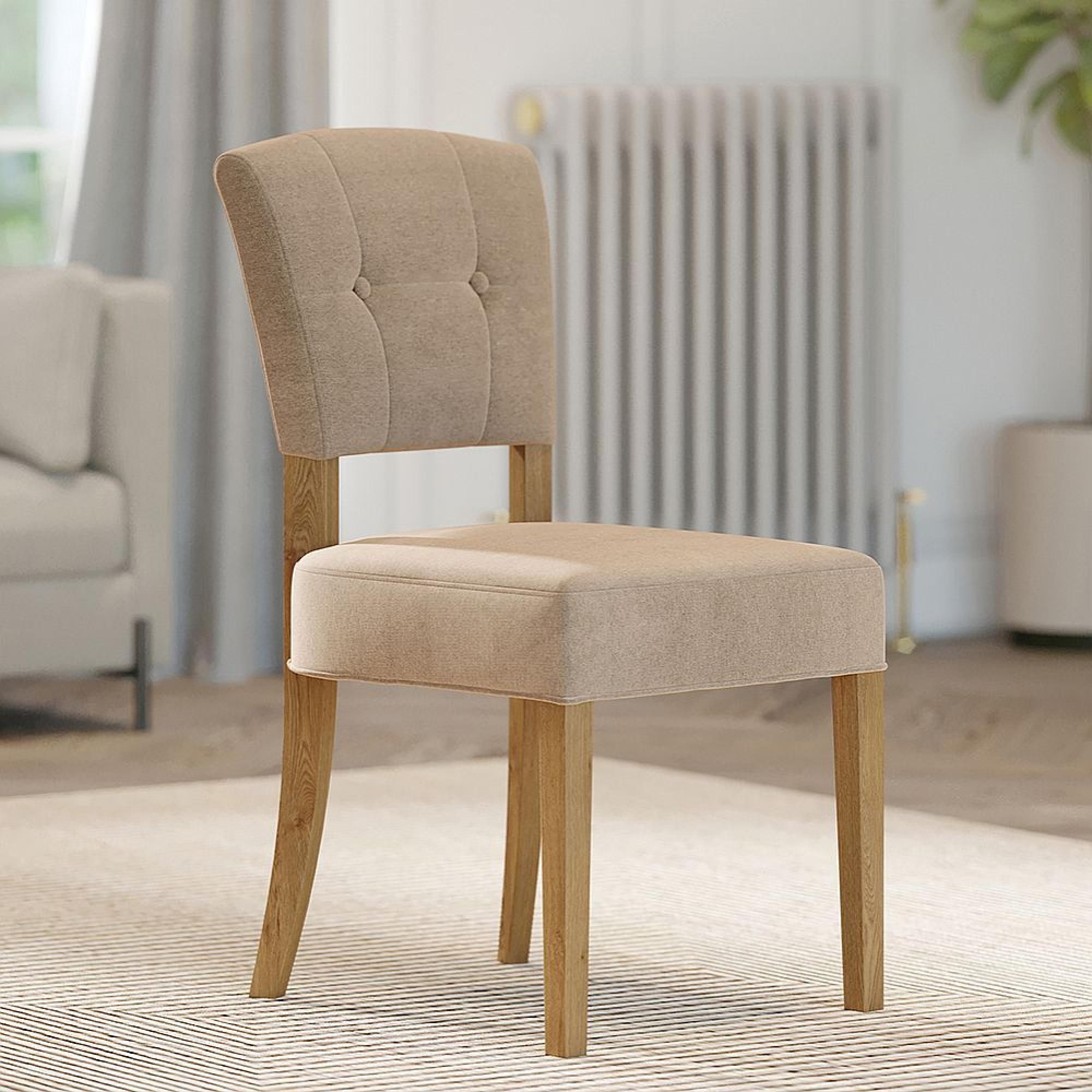 Alice Dining Chair - Set of 2 - Sand Fabric - Natural Legs