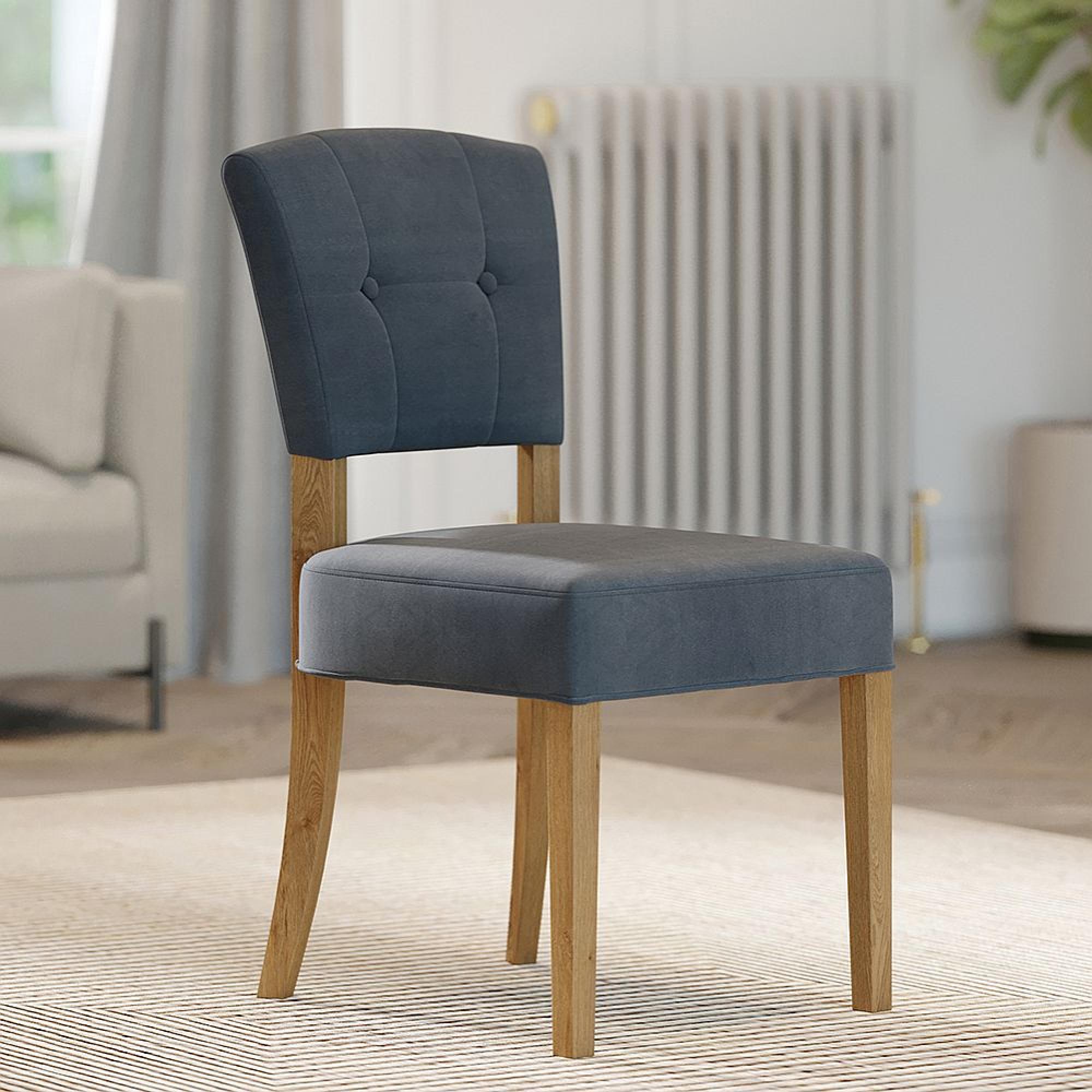 Alice Dining Chair - Set of 2 - Slate Fabric - Natural Legs