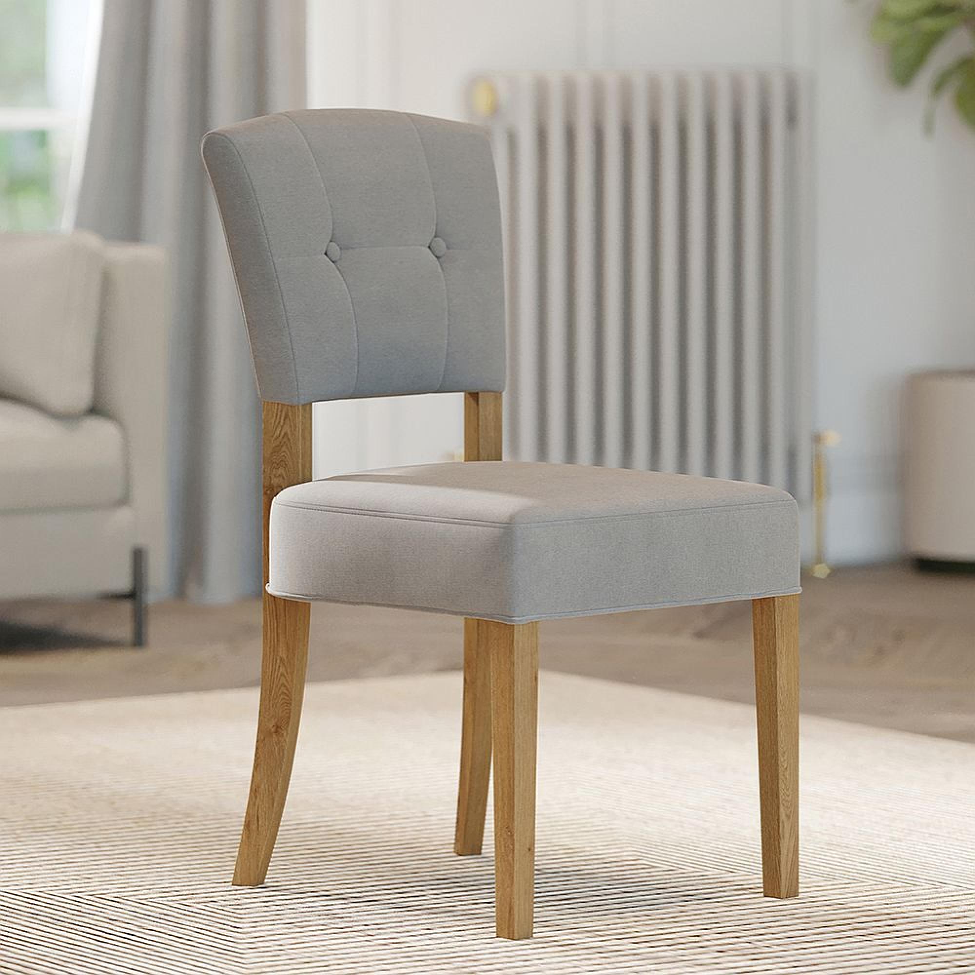 Alice Dining Chair - Set of 2 - Stone Fabric - Natural Legs