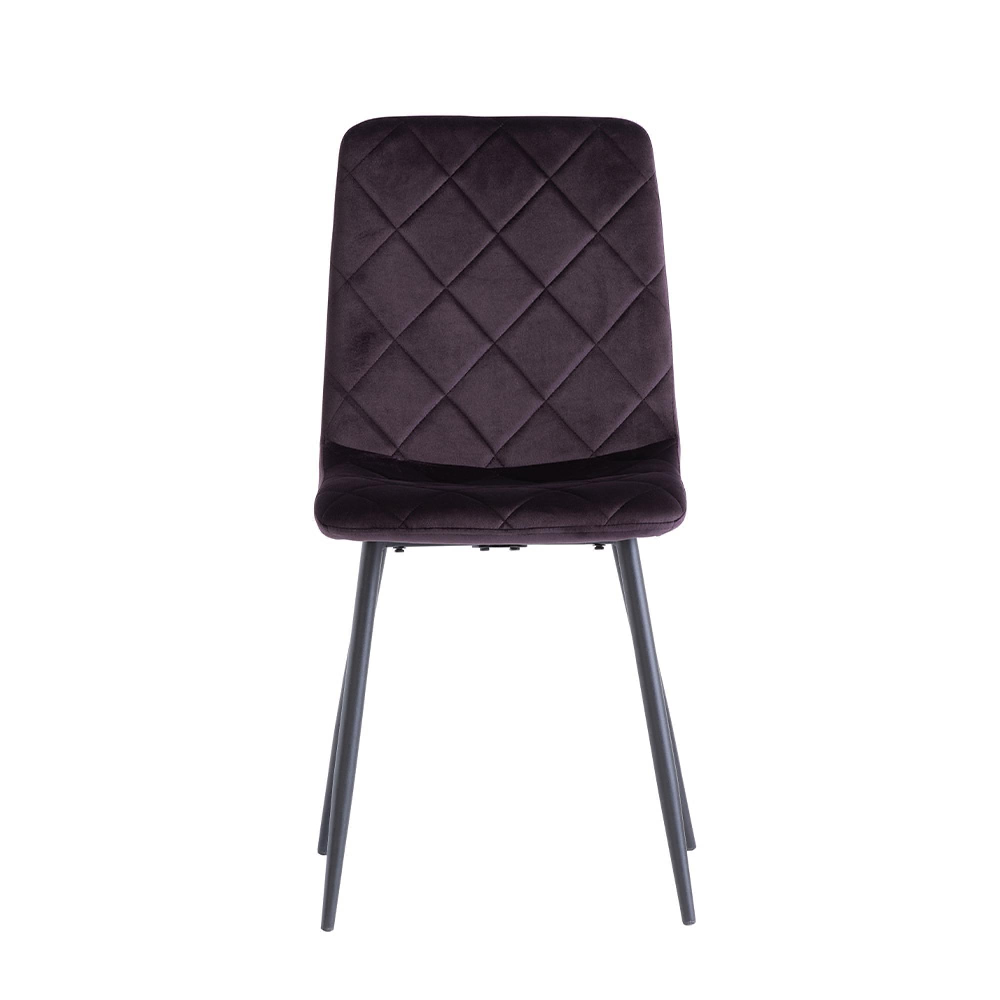 Bella Dining Chair - Set of 2 - Cross Stitched - Aubergine Velvet