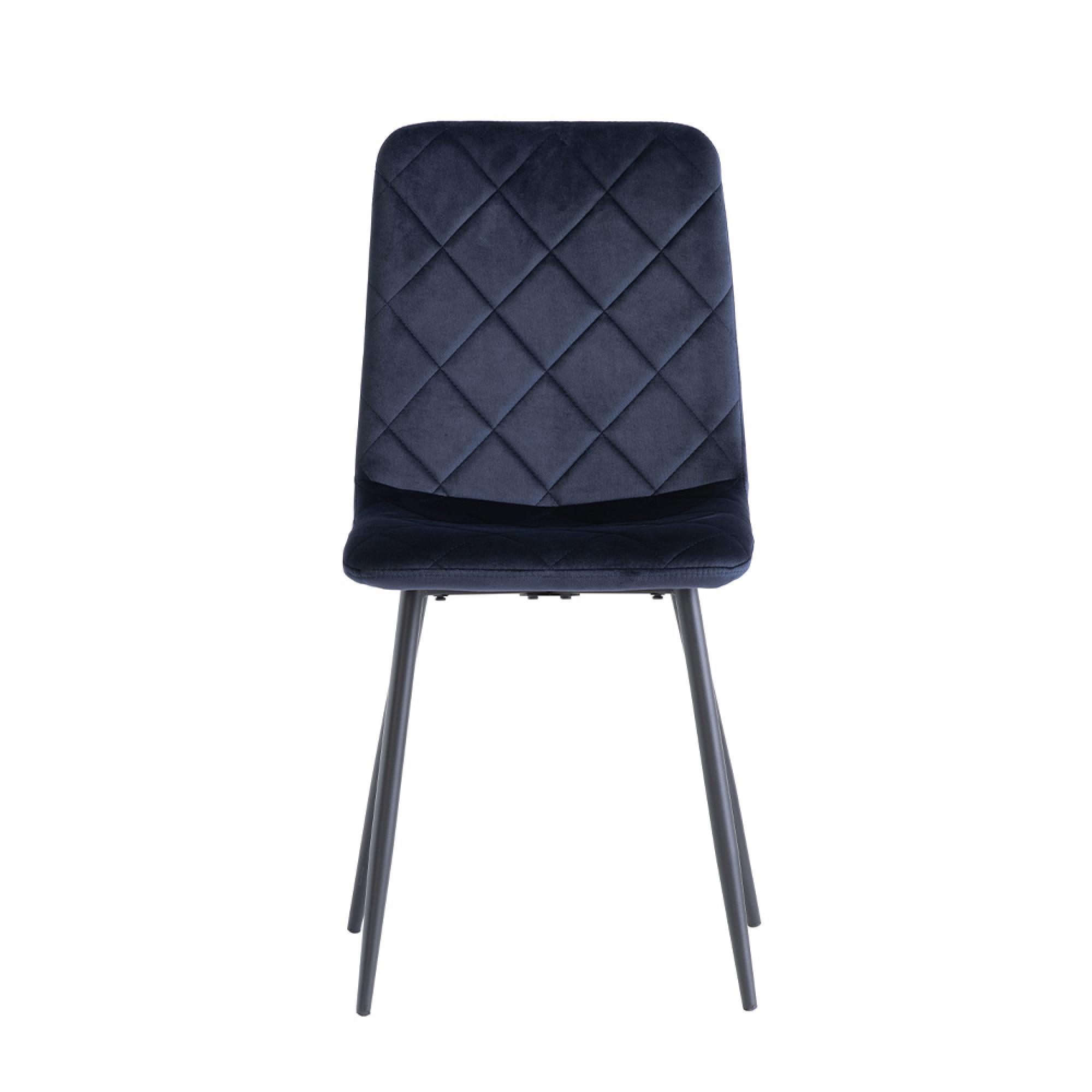 Bella Dining Chair - Set of 2 - Cross Stitched - Deep Blue Velvet
