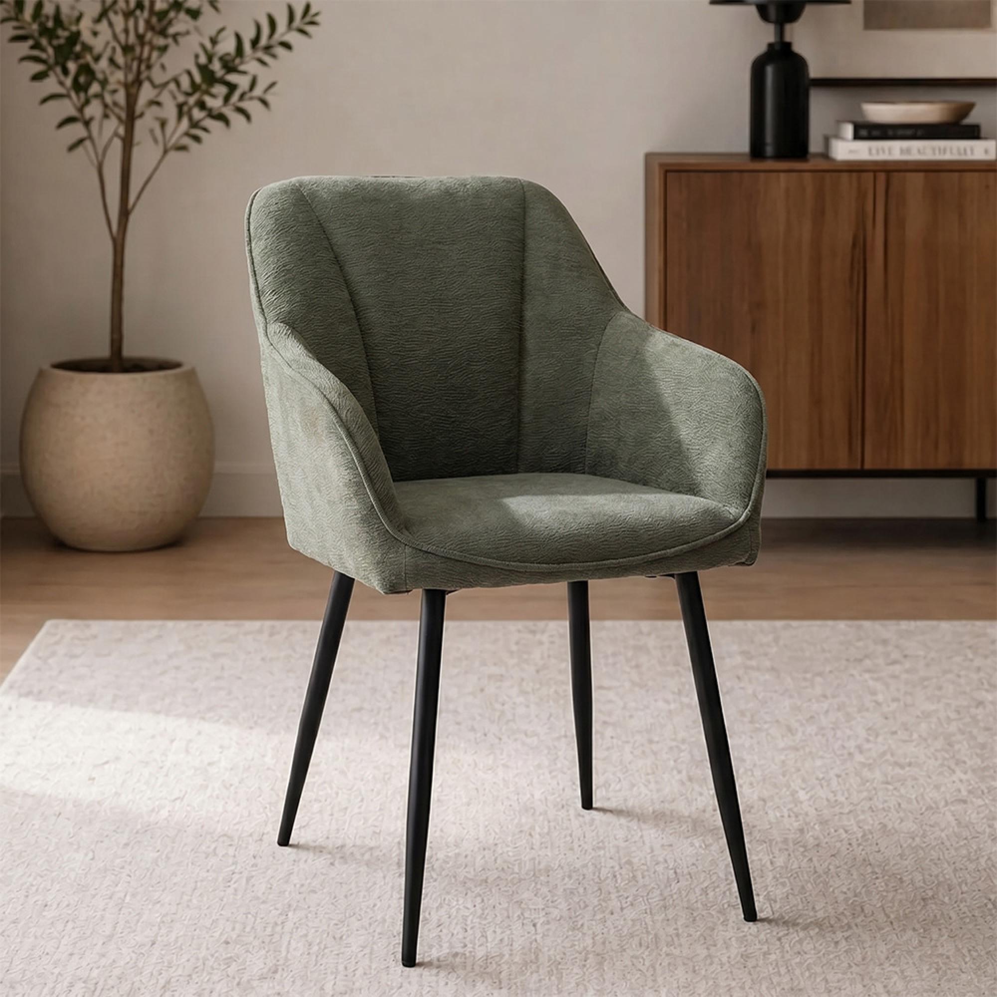 Hugo Dining Chair - Set of 2 - Mint Green Fabric