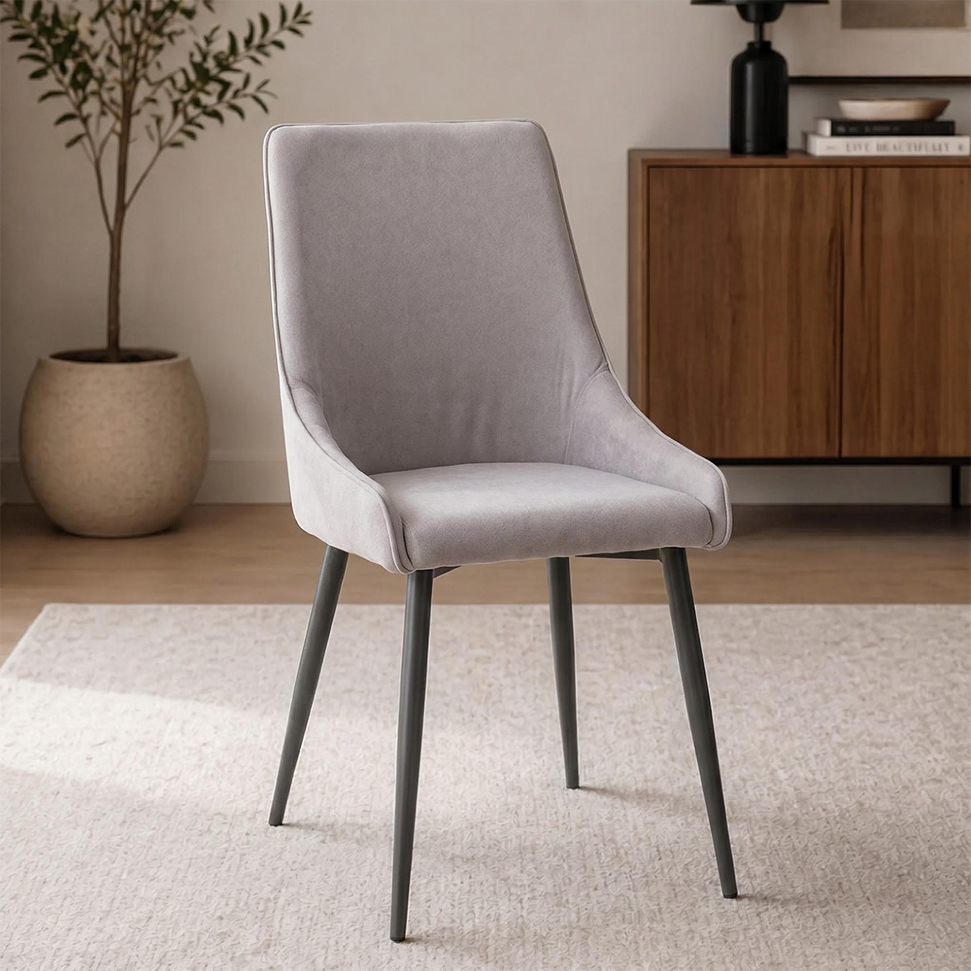 Rimini Dining Chair - Set of 2 - Grey Fabric