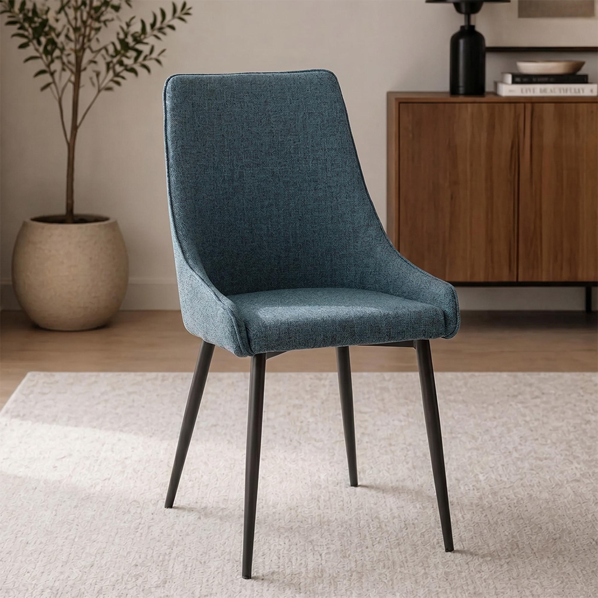 Rimini Dining Chair - Set of 2 - Teal Fabric