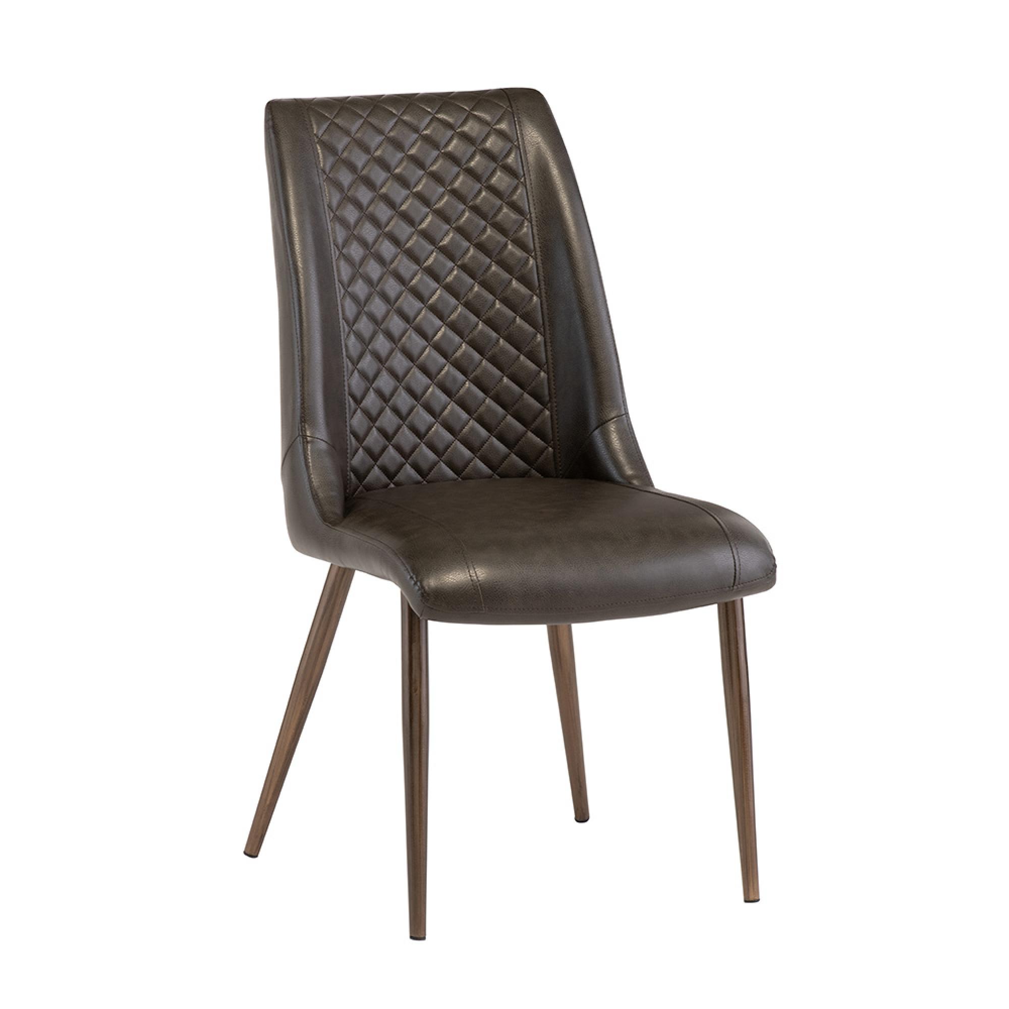 Amber Dining Chair - Set of 2 - Dark Brown Faux Leather