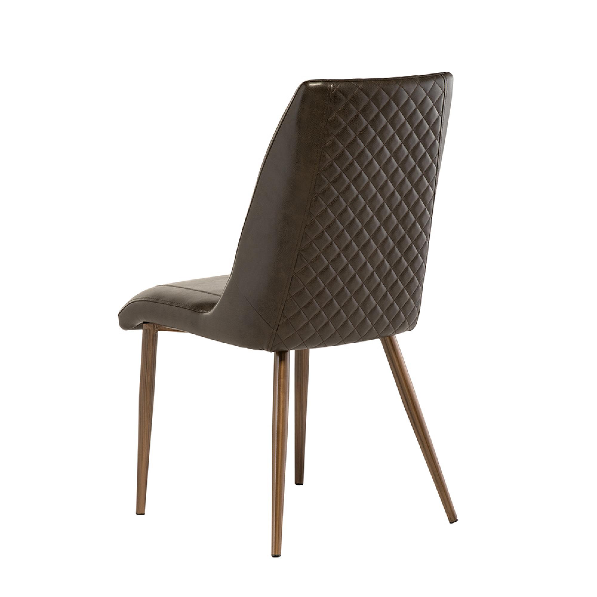 Amber Dining Chair - Set of 2 - Dark Brown Faux Leather