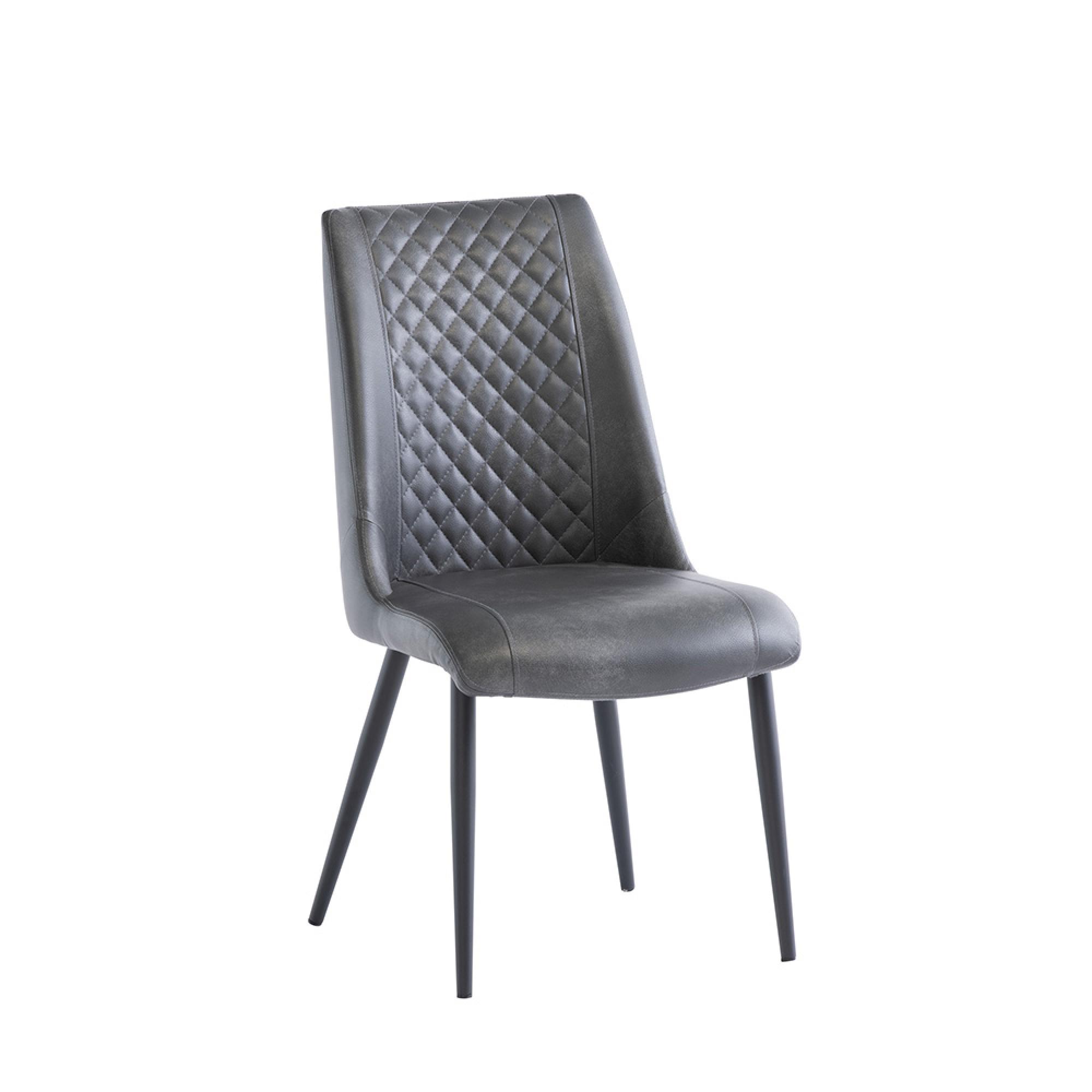 Amber Dining Chair - Set of 2 - Grey Faux Leather