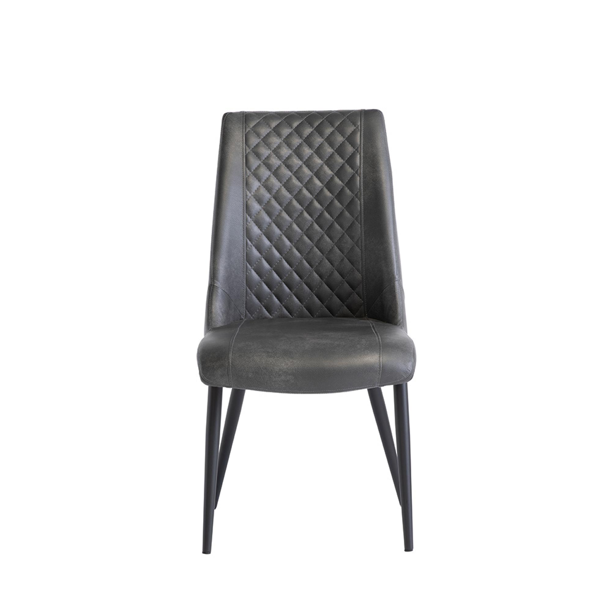 Amber Dining Chair - Set of 2 - Grey Faux Leather