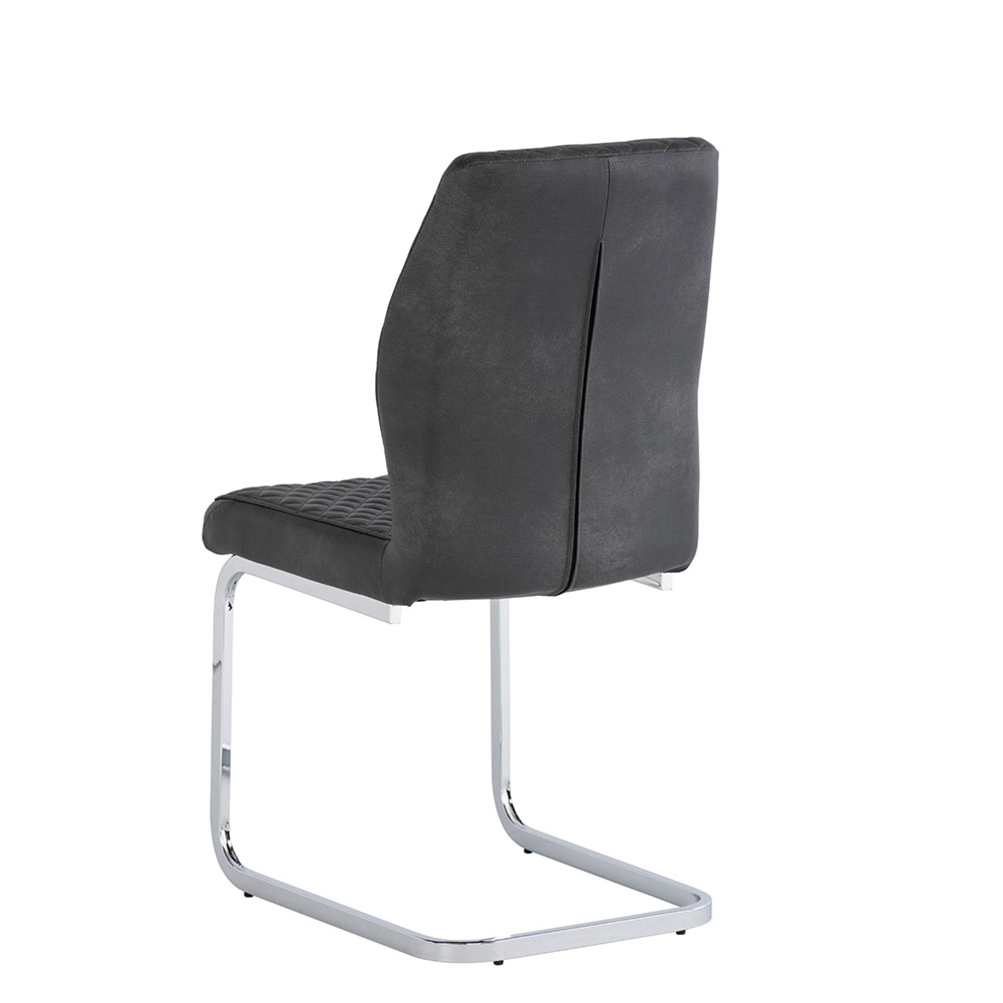 Capri Dining Chair - Set of 2 - Chrome Cantilever - Grey Fabric