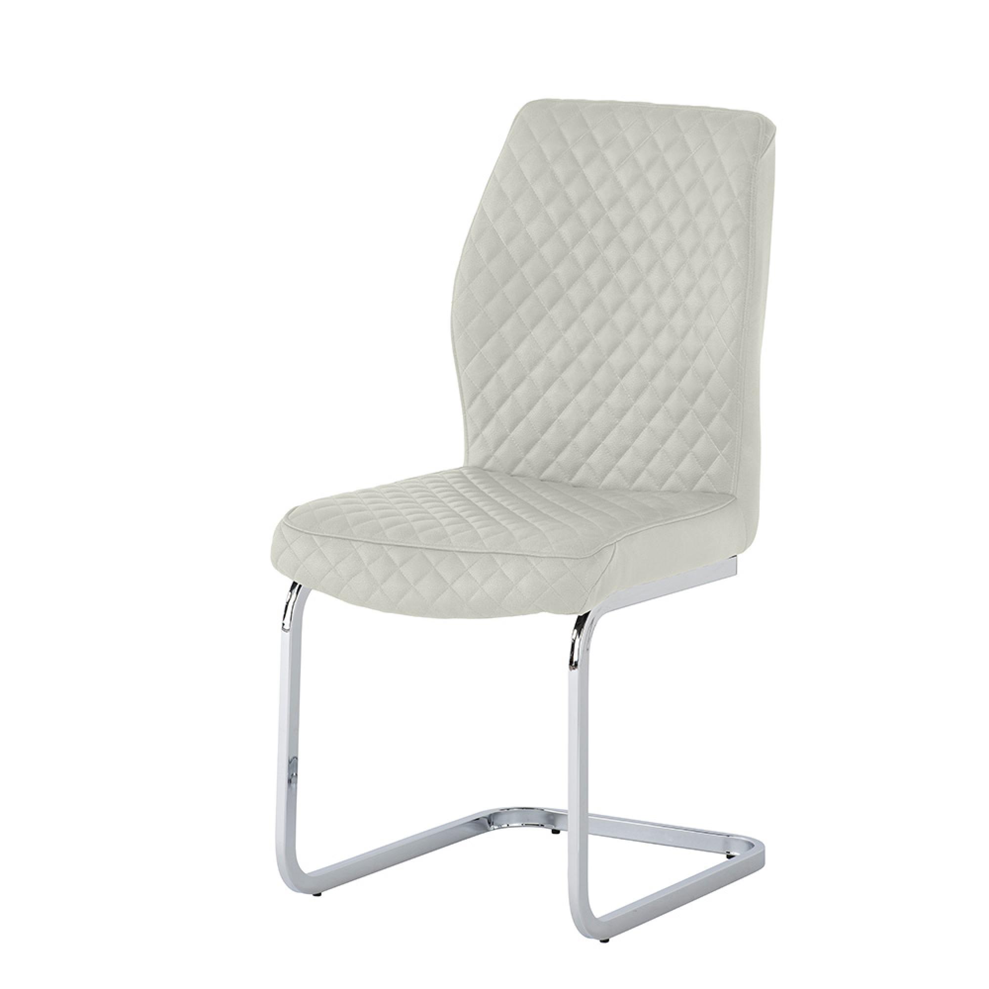 Capri Dining Chair - Set of 2 - Chrome Cantilever - Stone Fabric