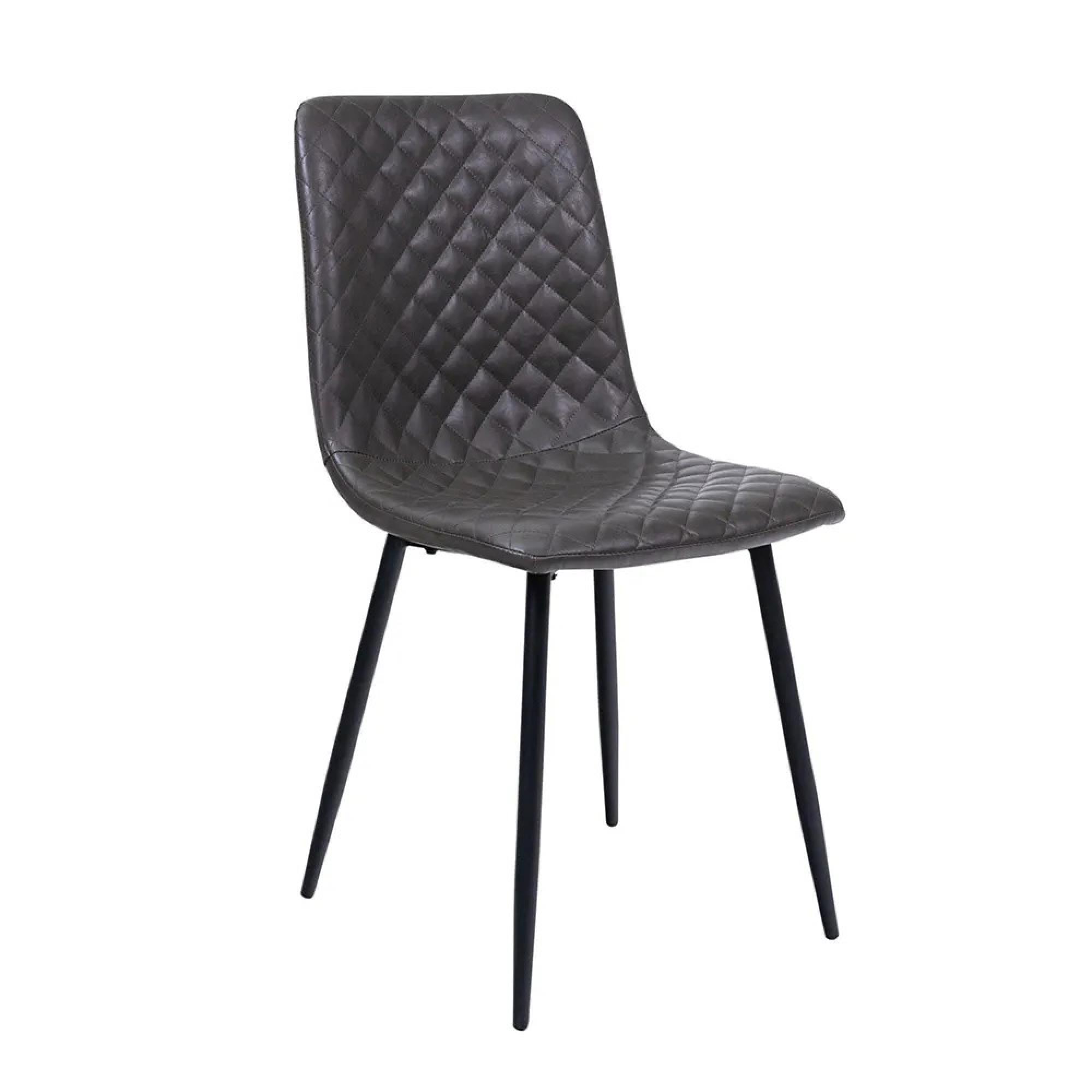 Dining Chair - Set of 4 - Dark Grey Faux Leather