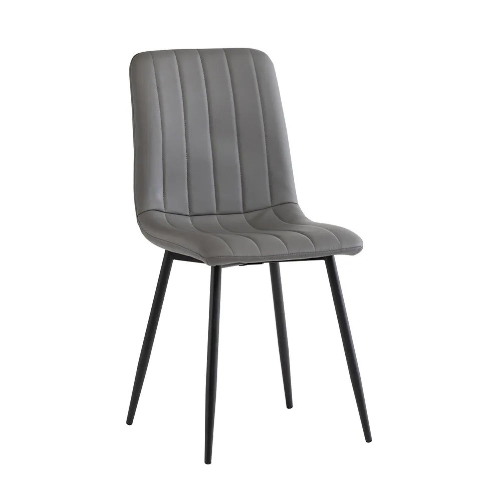 Dining Chair - Set of 4 - Grey Faux Leather