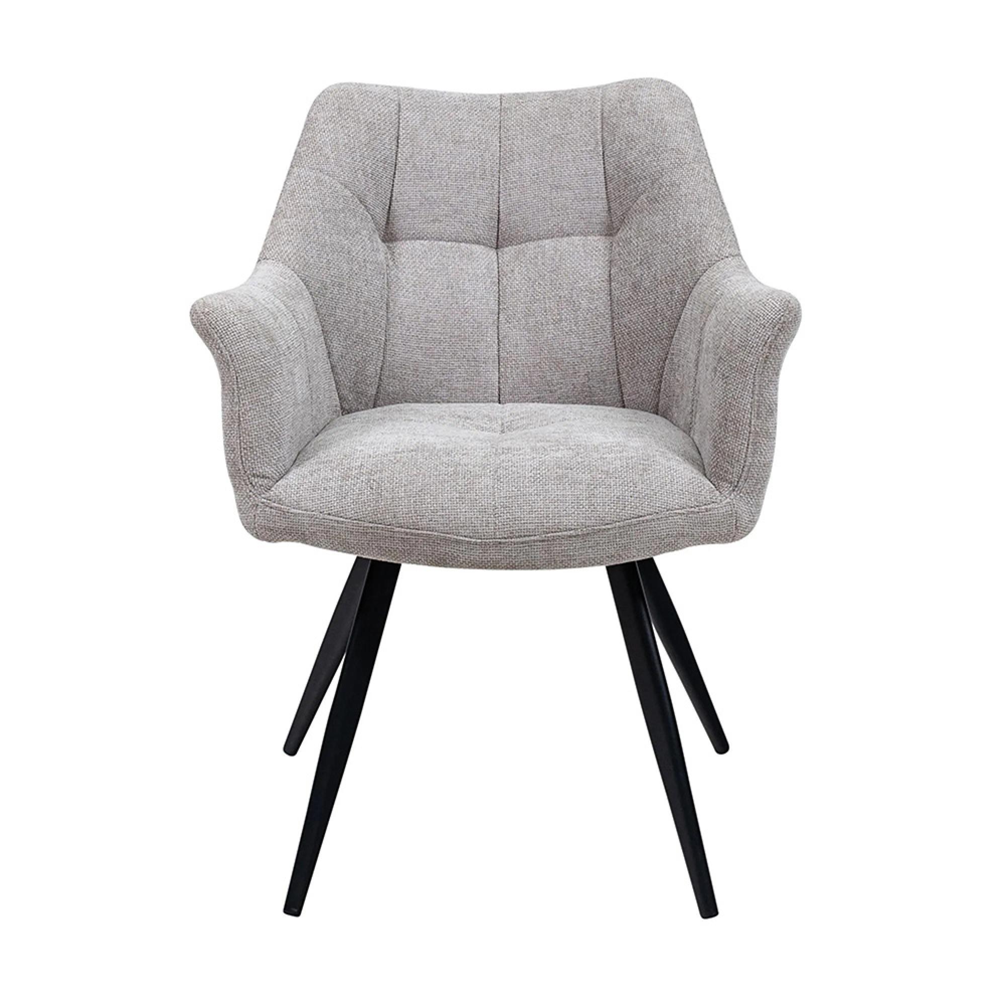 Poppy Dining Armchairs - Set of 2 - Light Grey Fabric