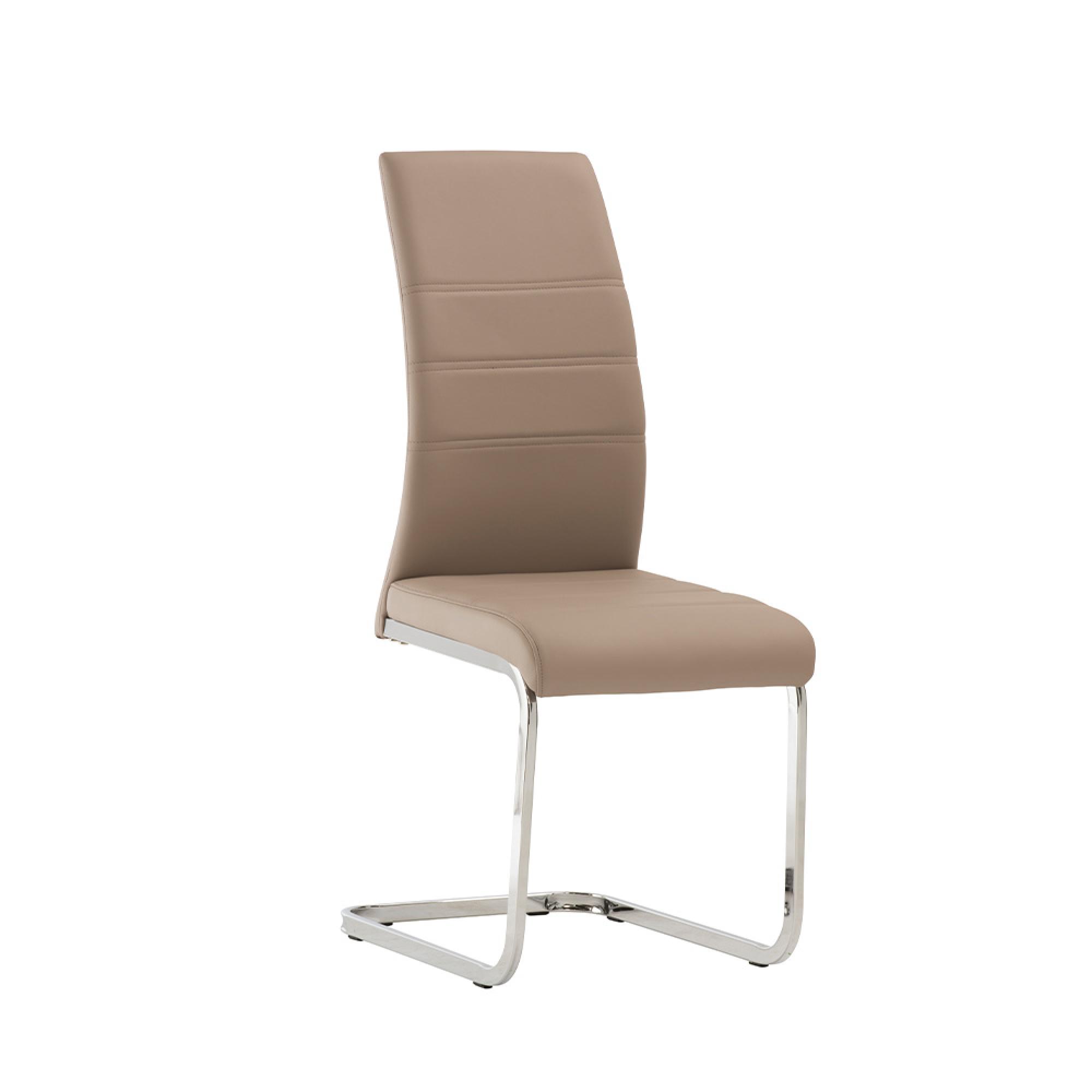 Soho Dining Chair - Set of 2 - Chrome Cantilever - Cappuccino Faux Leather