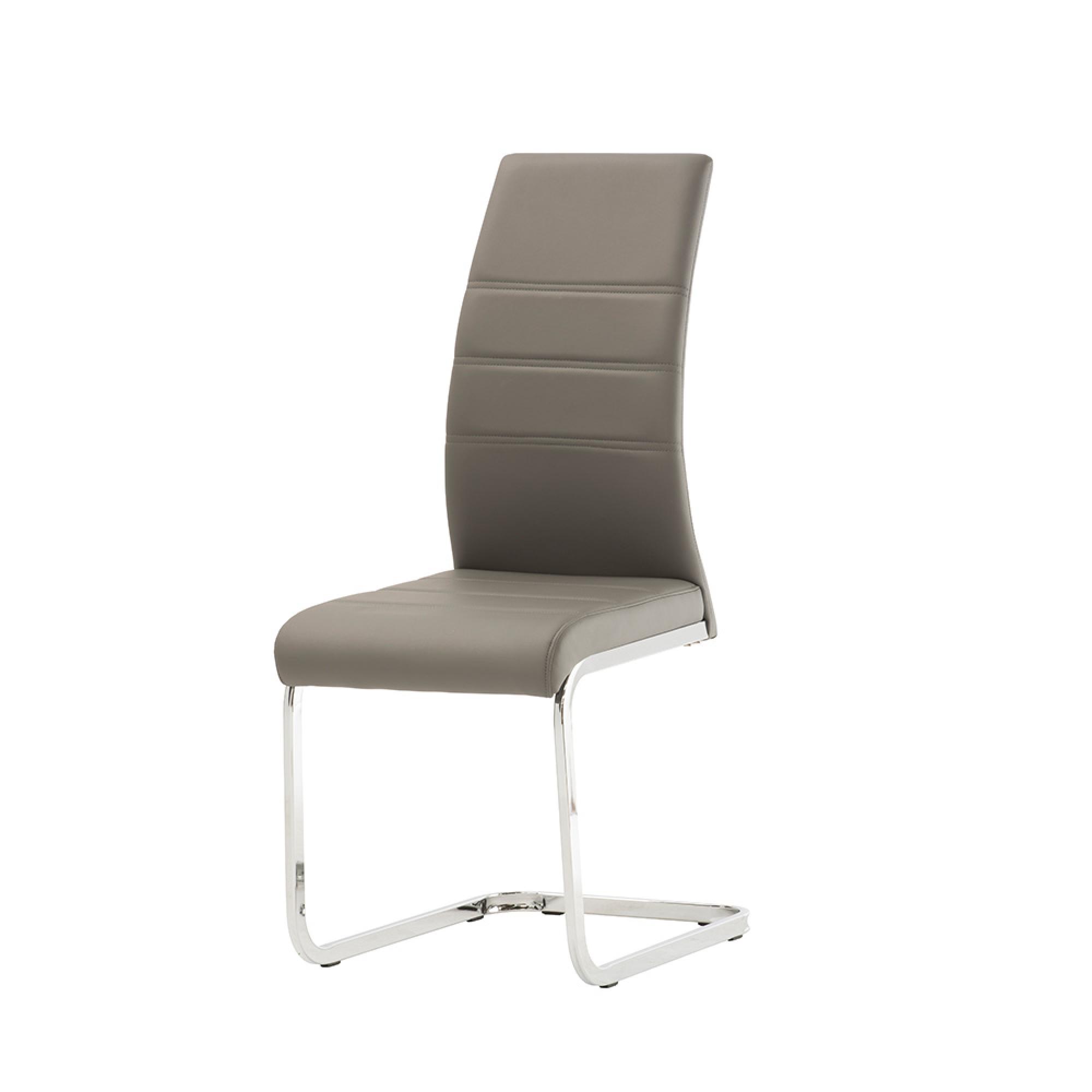 Soho Dining Chair - Set of 2 - Chrome Cantilever - Grey Faux Leather