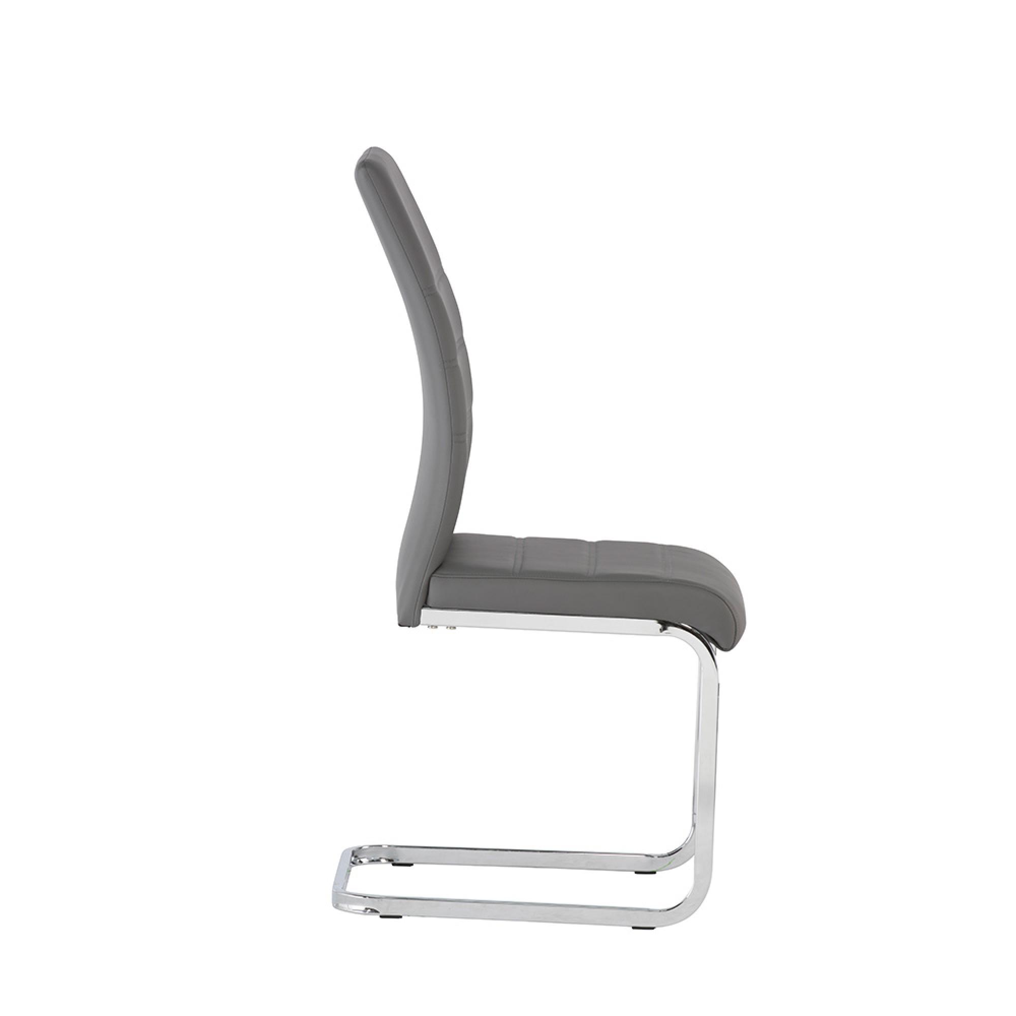 Soho Dining Chair - Set of 2 - Chrome Cantilever - Grey Faux Leather
