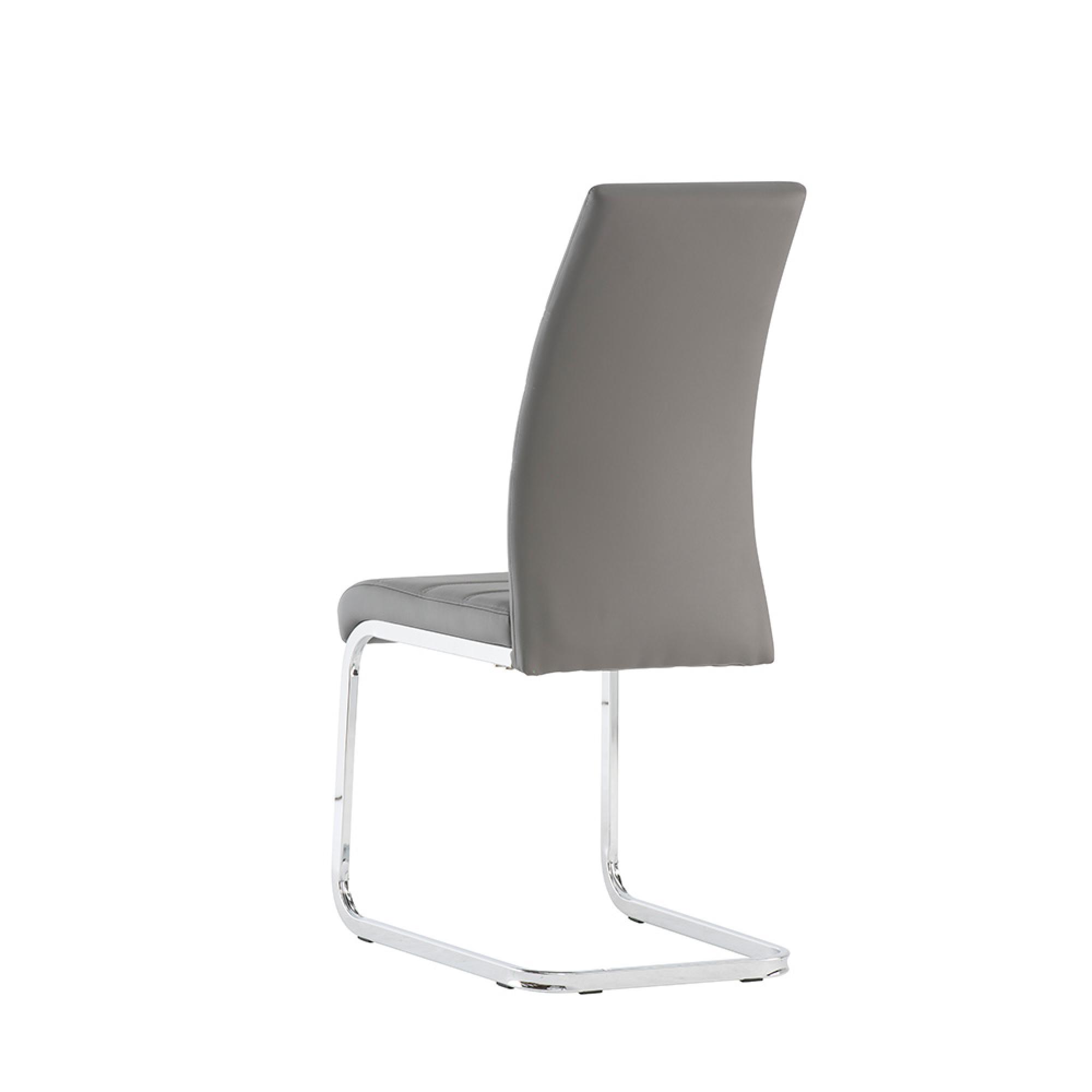 Soho Dining Chair - Set of 2 - Chrome Cantilever - Grey Faux Leather
