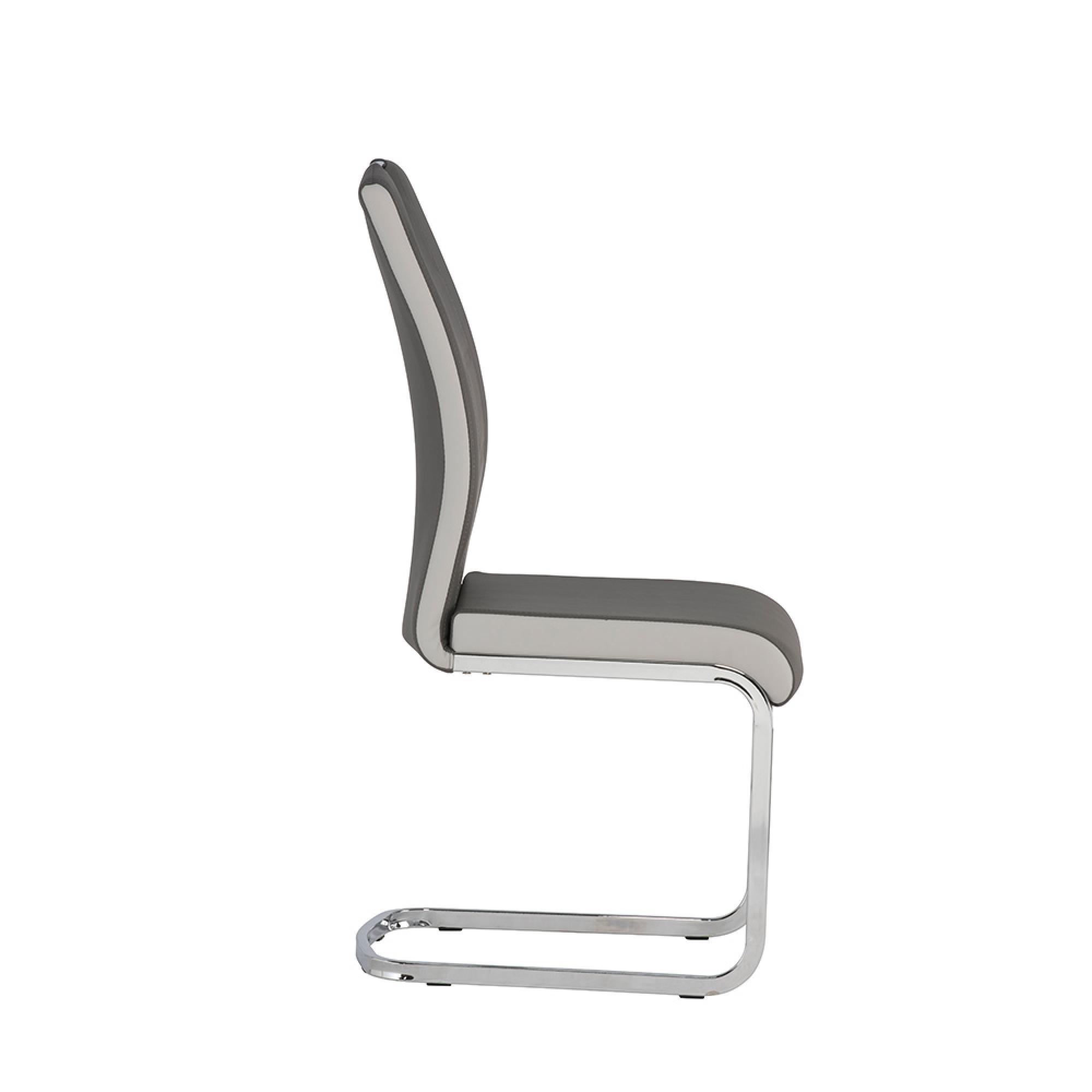 Venice Dining Chair - Set of 2 - Chrome Cantilever - Grey Faux Leather
