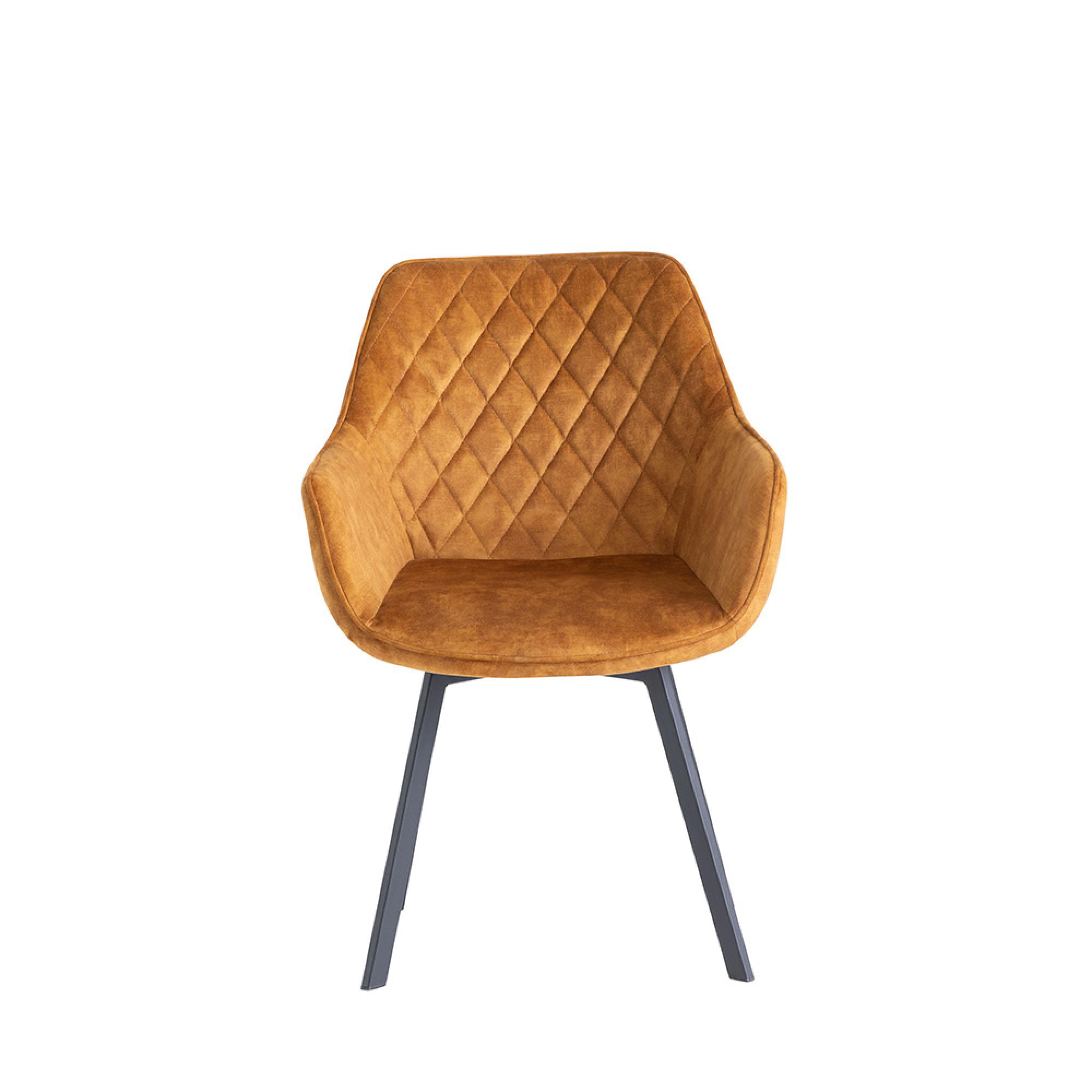 Viola Swivel Dining Chair - Set of 2 - Antique Gold Velvet Fabric