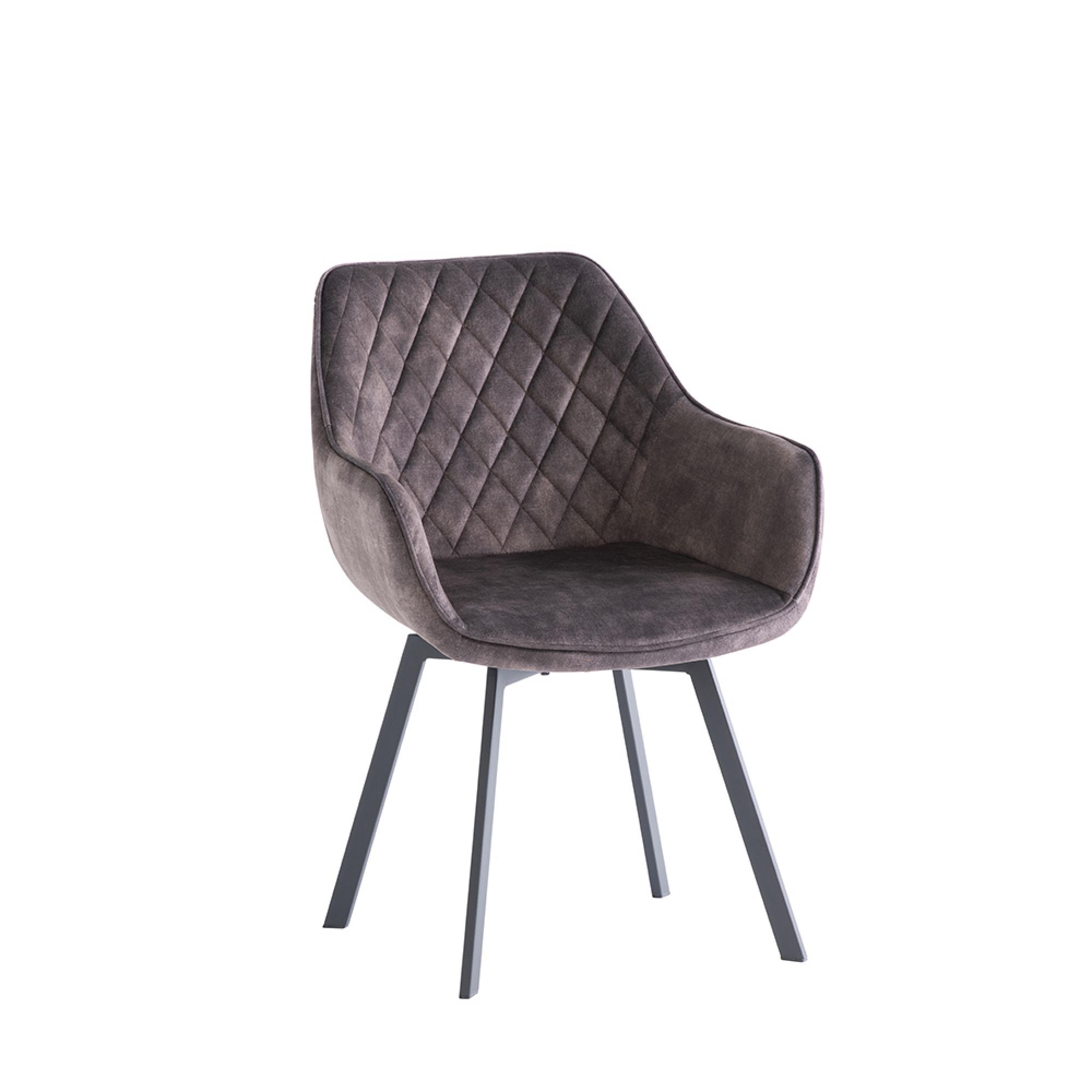 Viola Swivel Dining Chair - Set of 2 - Graphite Velvet Fabric