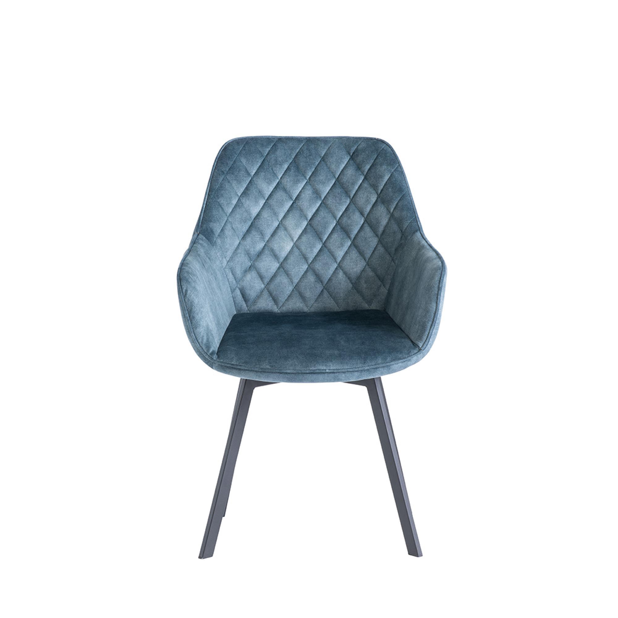 Viola Swivel Dining Chair - Set of 2 - Teal Velvet Fabric
