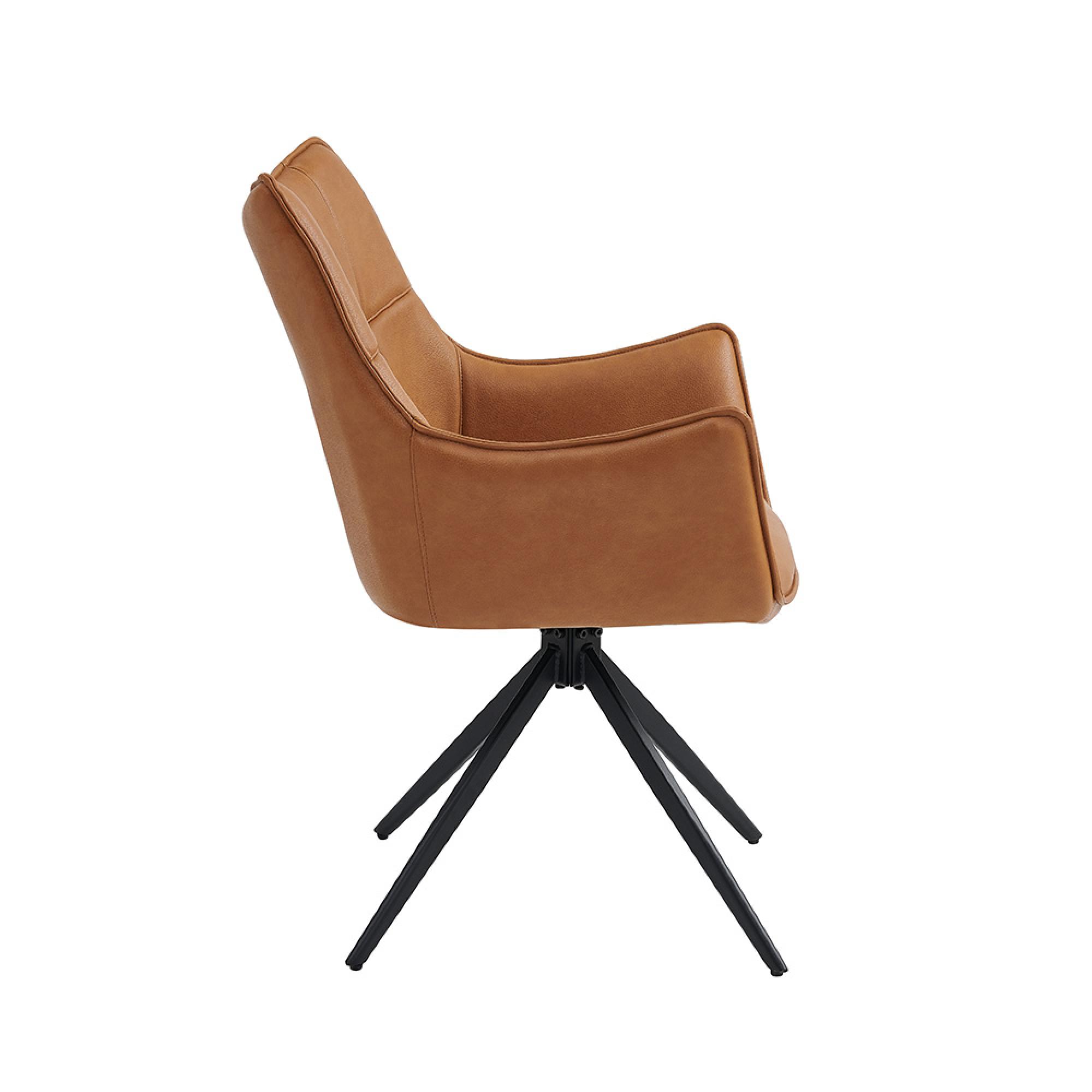 Vito Swivel Dining Armchairs - Set of 2 - Tan Faux Leather
