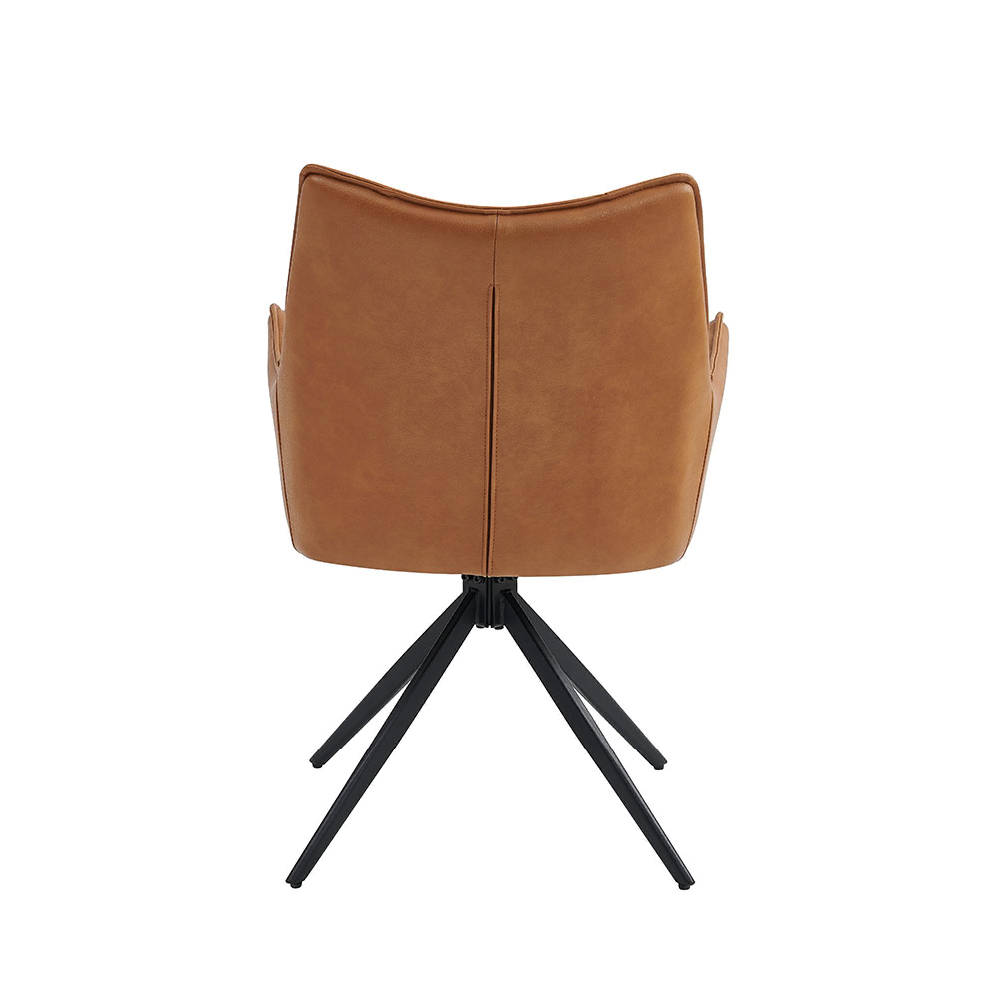 Vito Swivel Dining Armchairs - Set of 2 - Tan Faux Leather