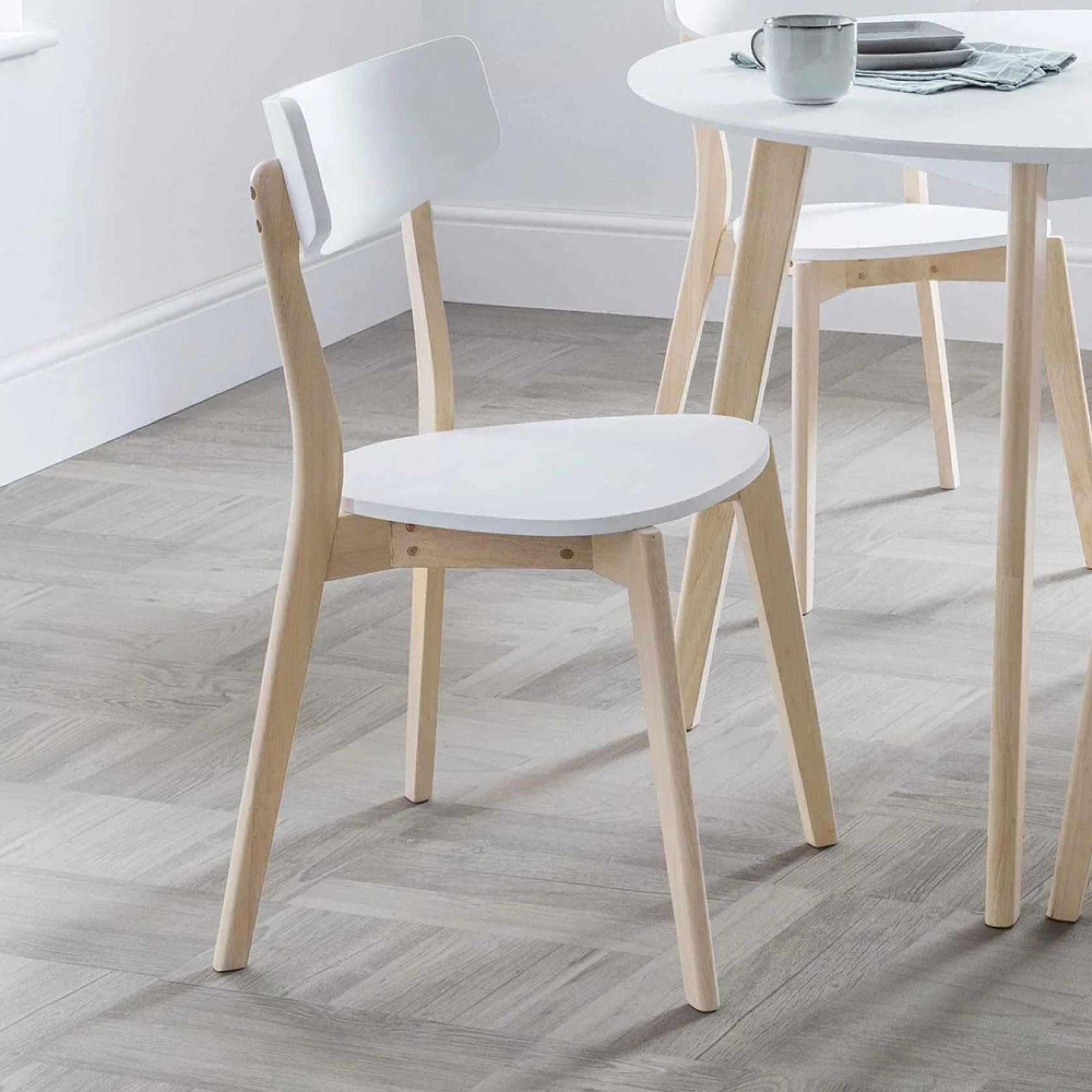 Casa Dining Chair - Set of 2 - White and Natural - Wood