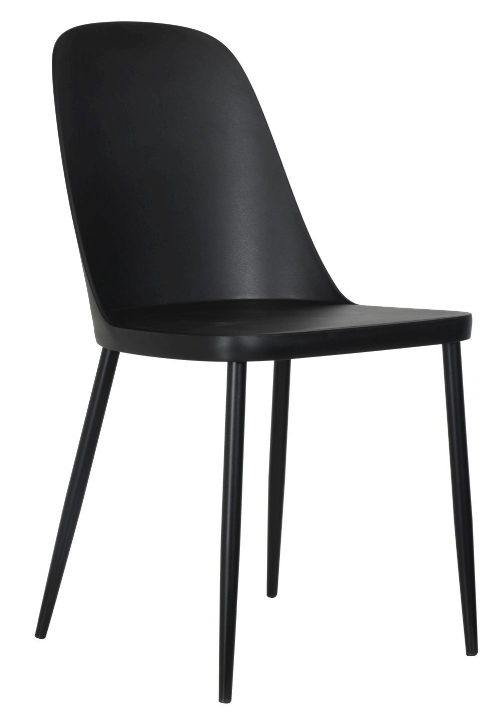 2 x Aspen Black Plastic Duo Dining Chair with Black Metal Legs