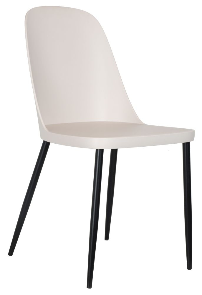 2 x Aspen Calico Plastic Duo Dining Chair with Black Metal Legs