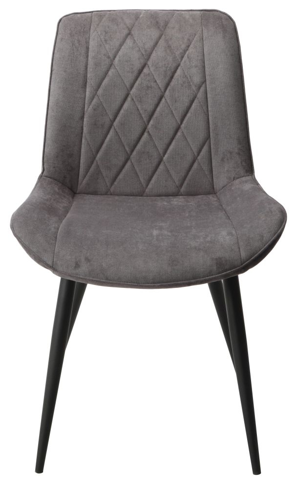2 x Aspen Diamond Stitch Grey Fabric Dining Chair